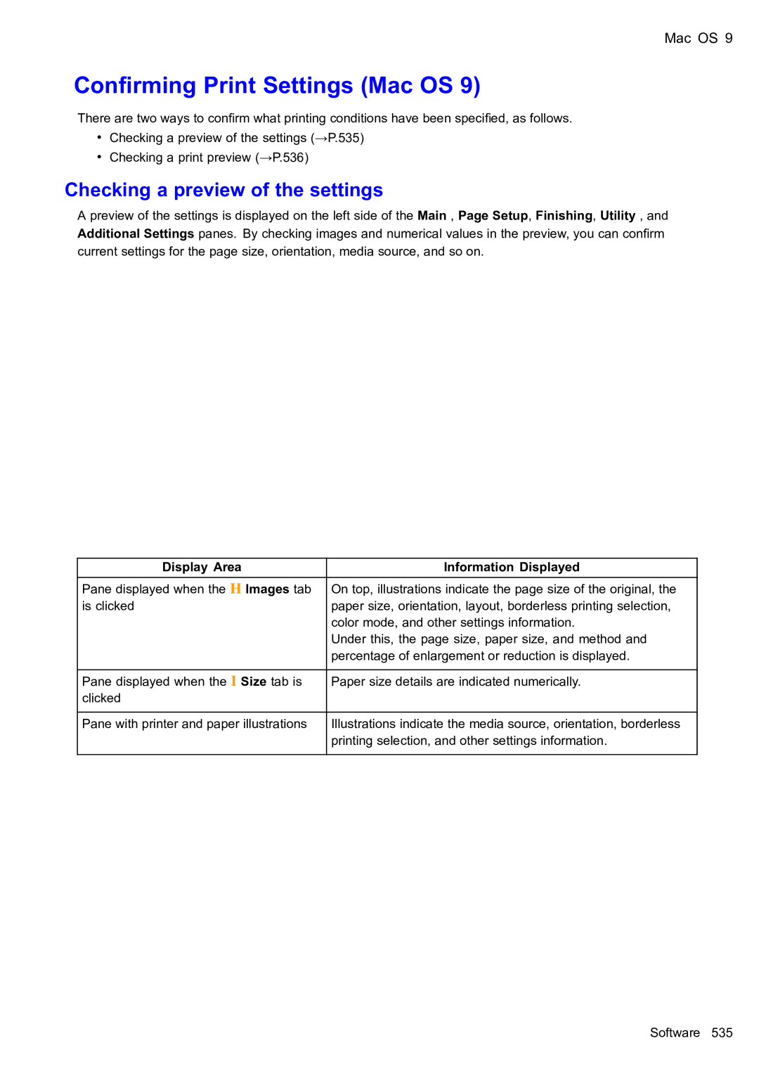 Canon 2159B002 user manual Conrming Print Settings Mac OS 