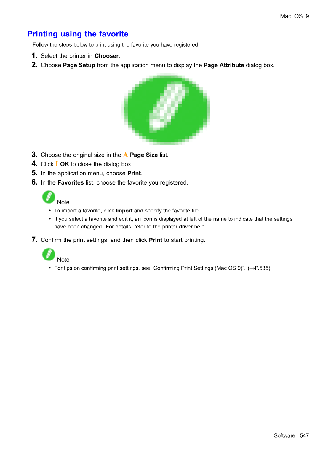 Canon 2159B002 user manual Printing using the favorite 