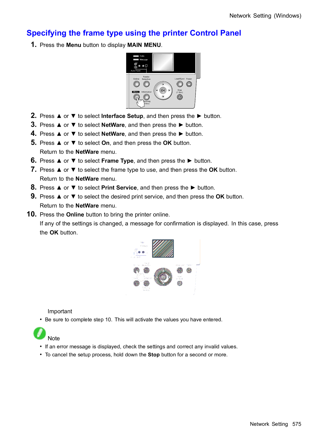 Canon 2159B002 user manual Specifying the frame type using the printer Control Panel 