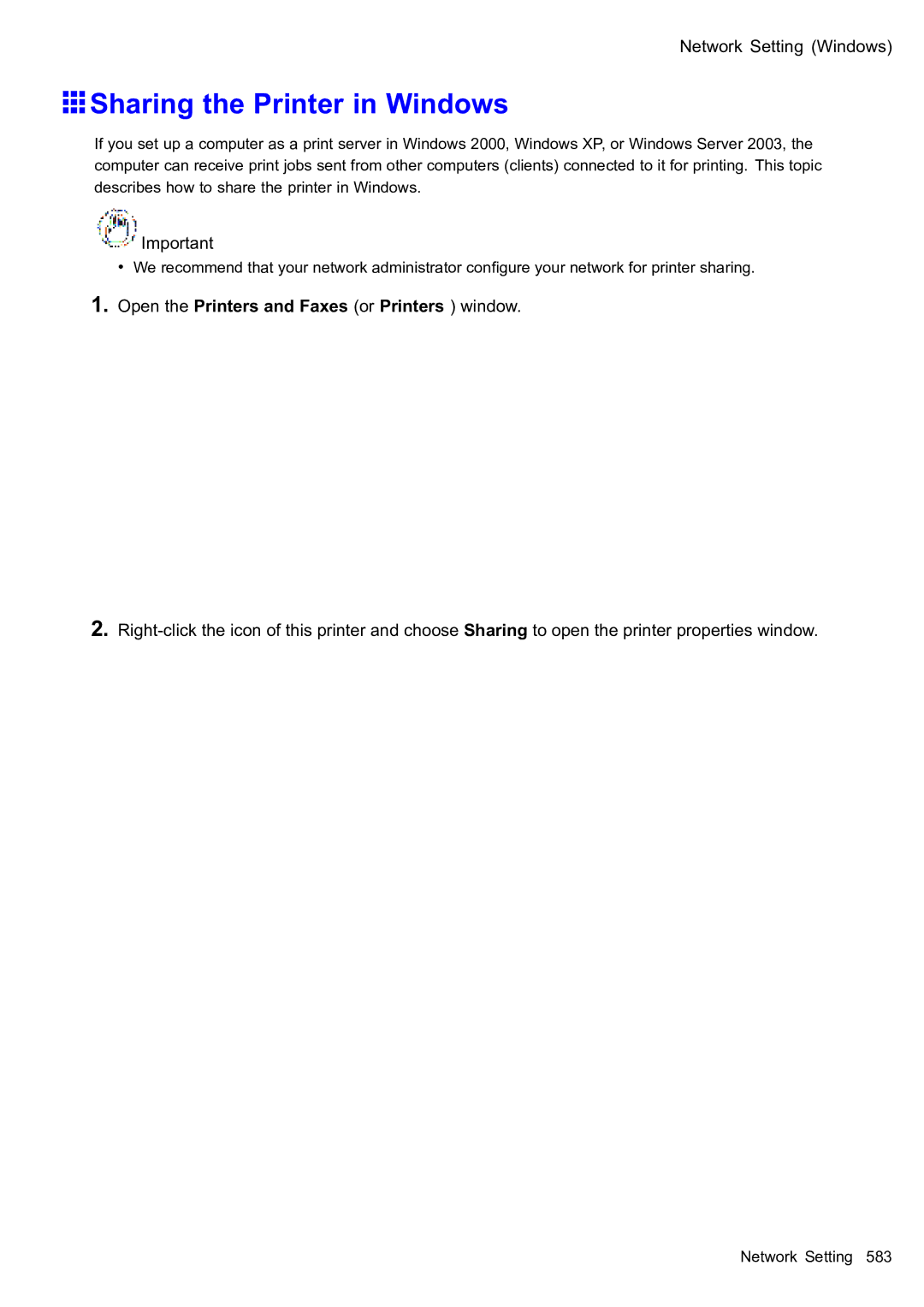 Canon 2159B002 user manual Sharing the Printer in Windows 