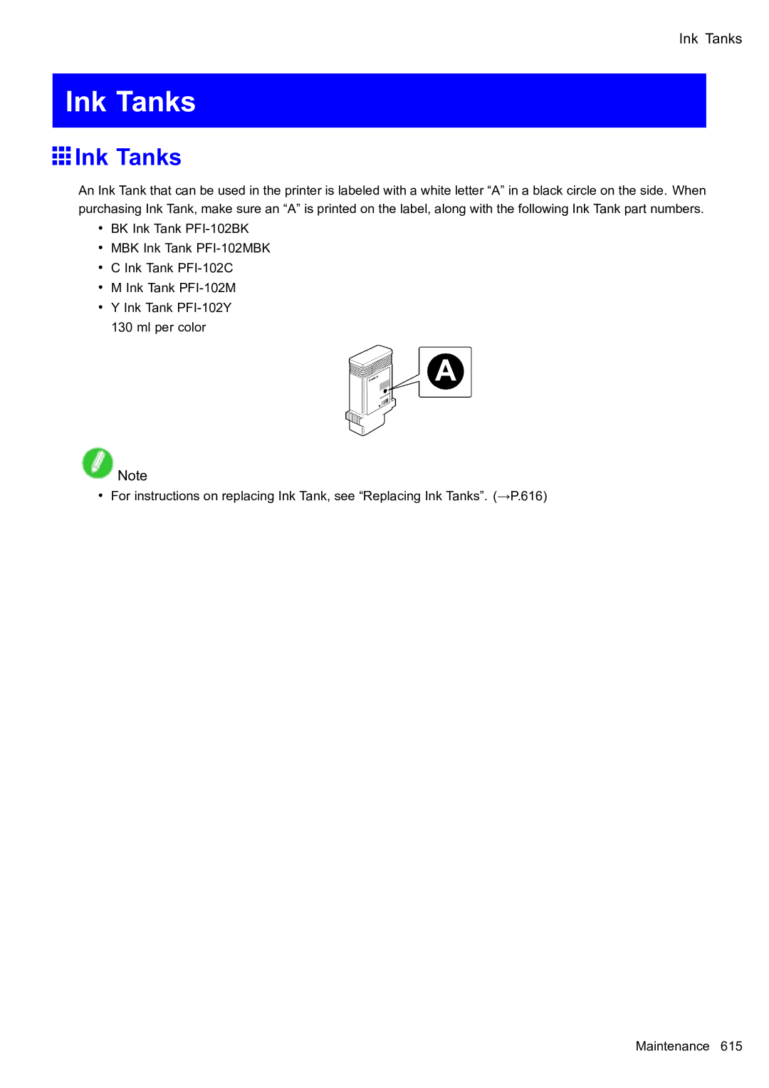 Canon 2159B002 user manual Ink Tanks 