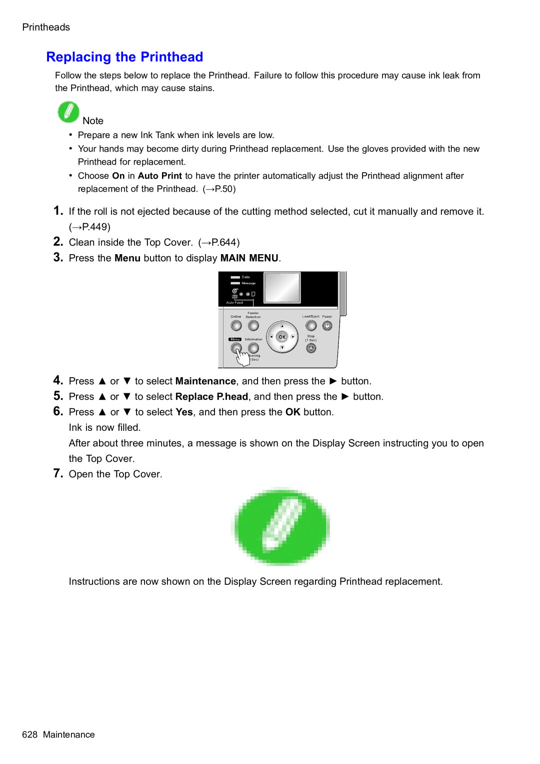 Canon 2159B002 user manual Replacing the Printhead 