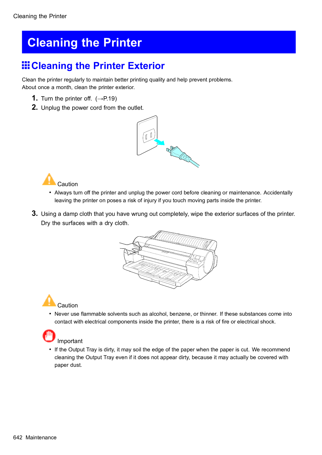 Canon 2159B002 user manual Cleaning the Printer Exterior 