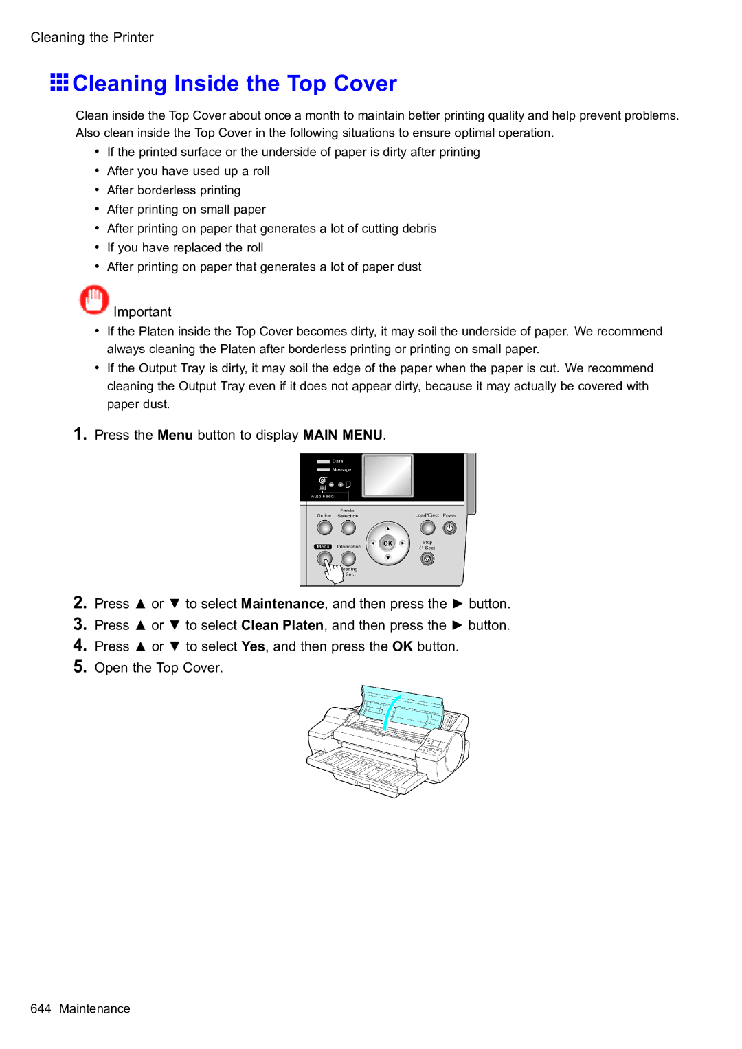 Canon 2159B002 user manual Cleaning Inside the Top Cover 