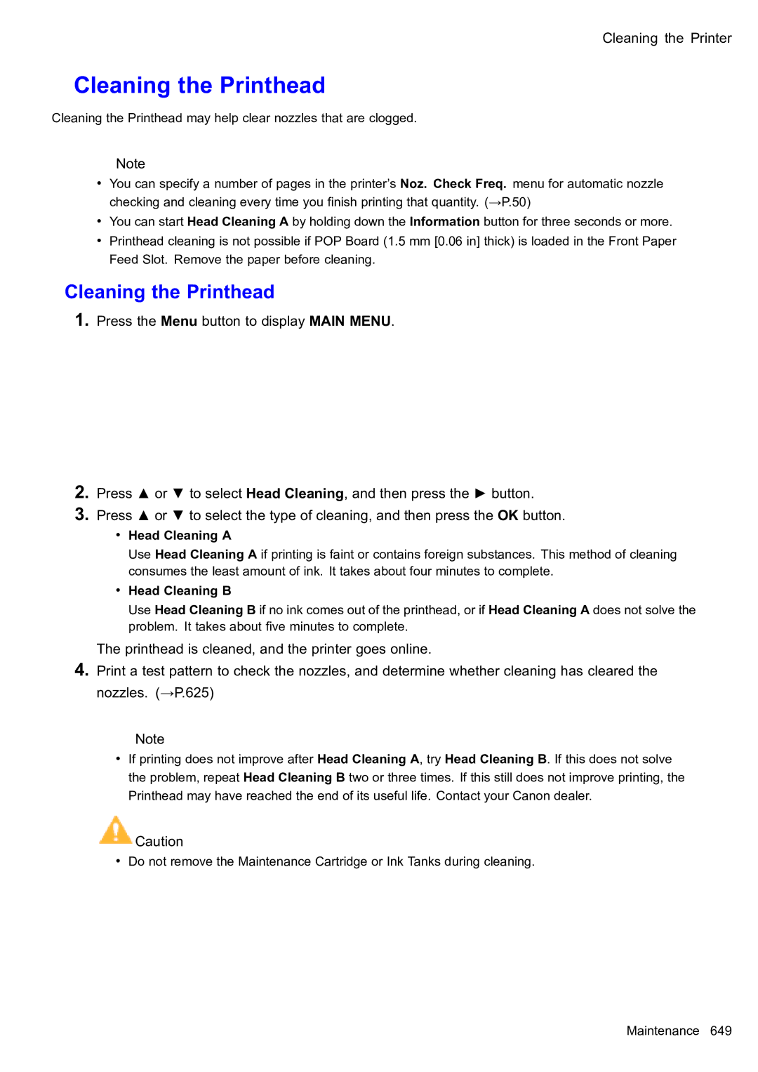 Canon 2159B002 user manual Cleaning the Printer 