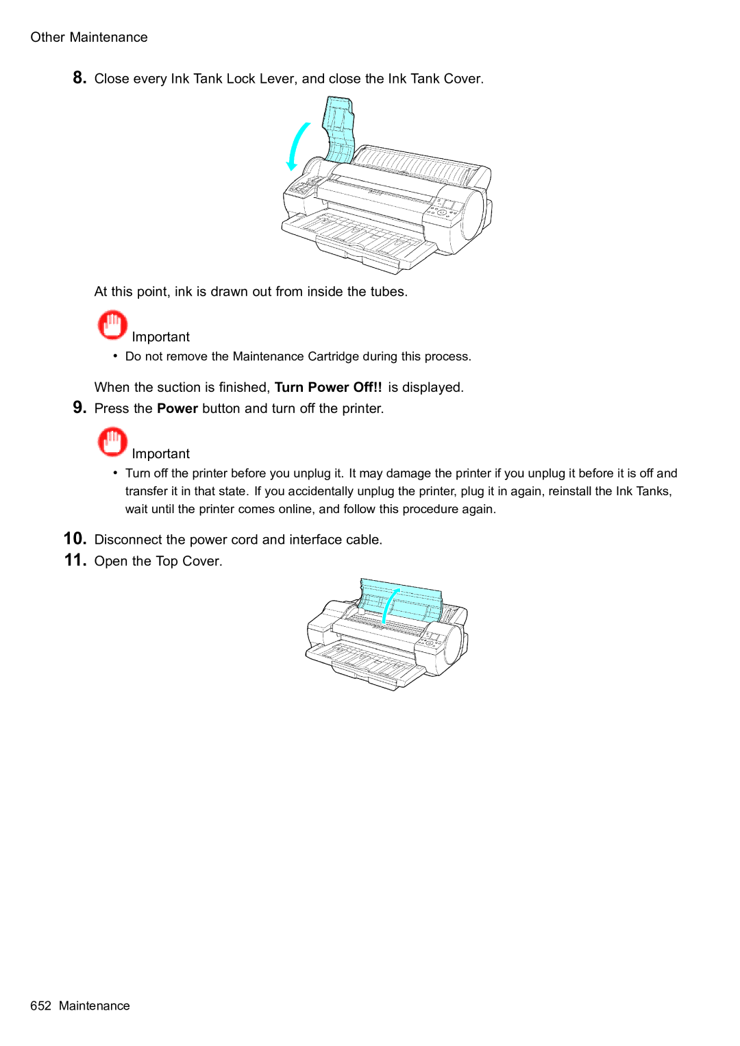 Canon 2159B002 user manual Do not remove the Maintenance Cartridge during this process 