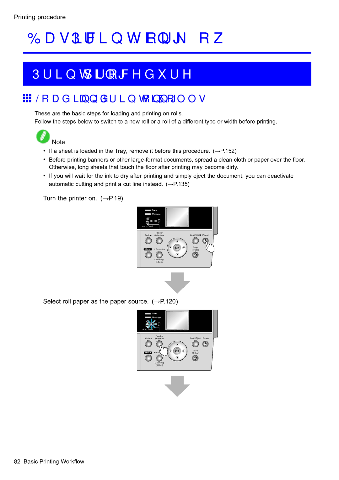 Canon 2159B002 user manual Printing procedure, Loading and Printing on Rolls 