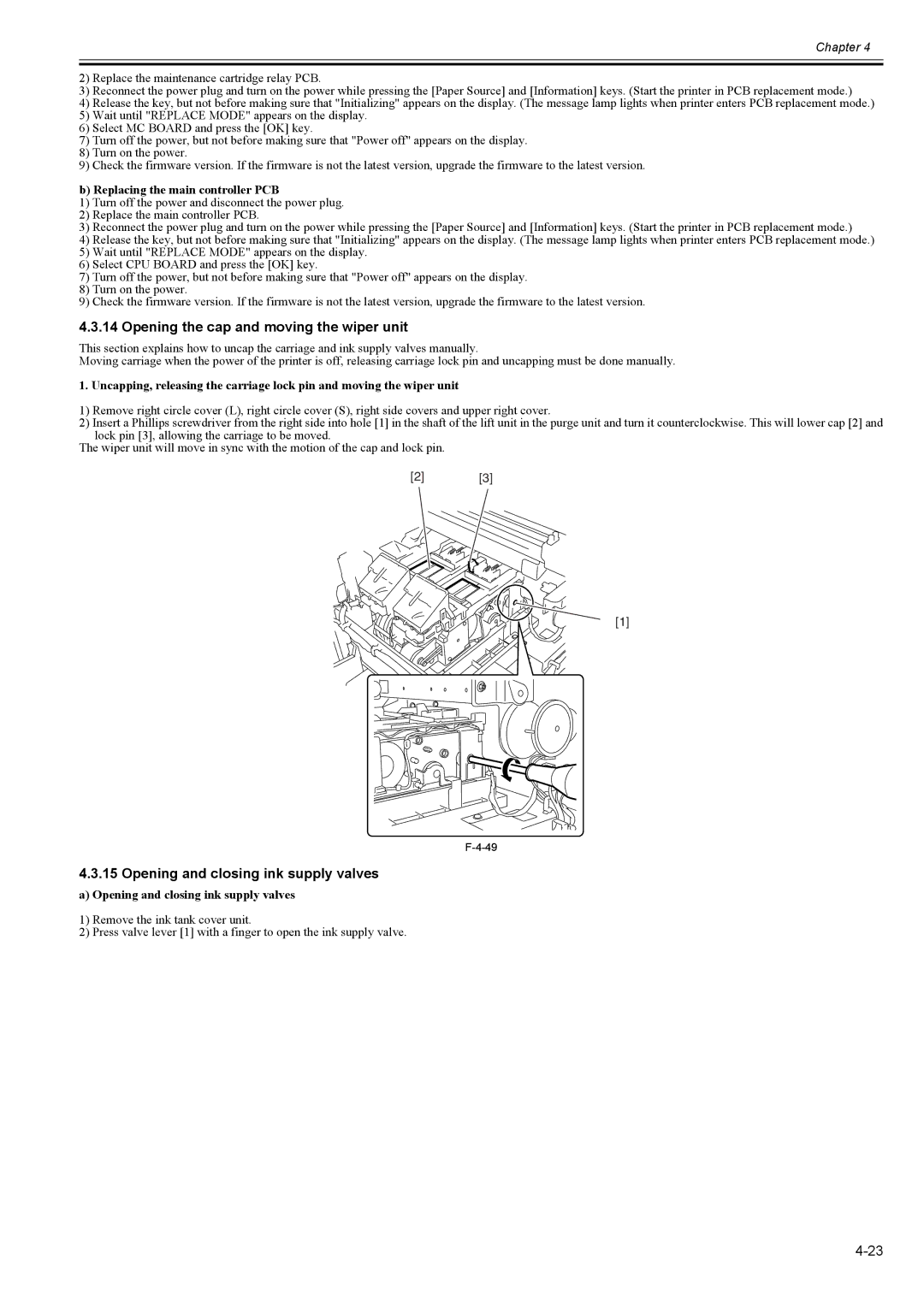 Canon 2163B002 service manual Opening the cap and moving the wiper unit, Replacing the main controller PCB 