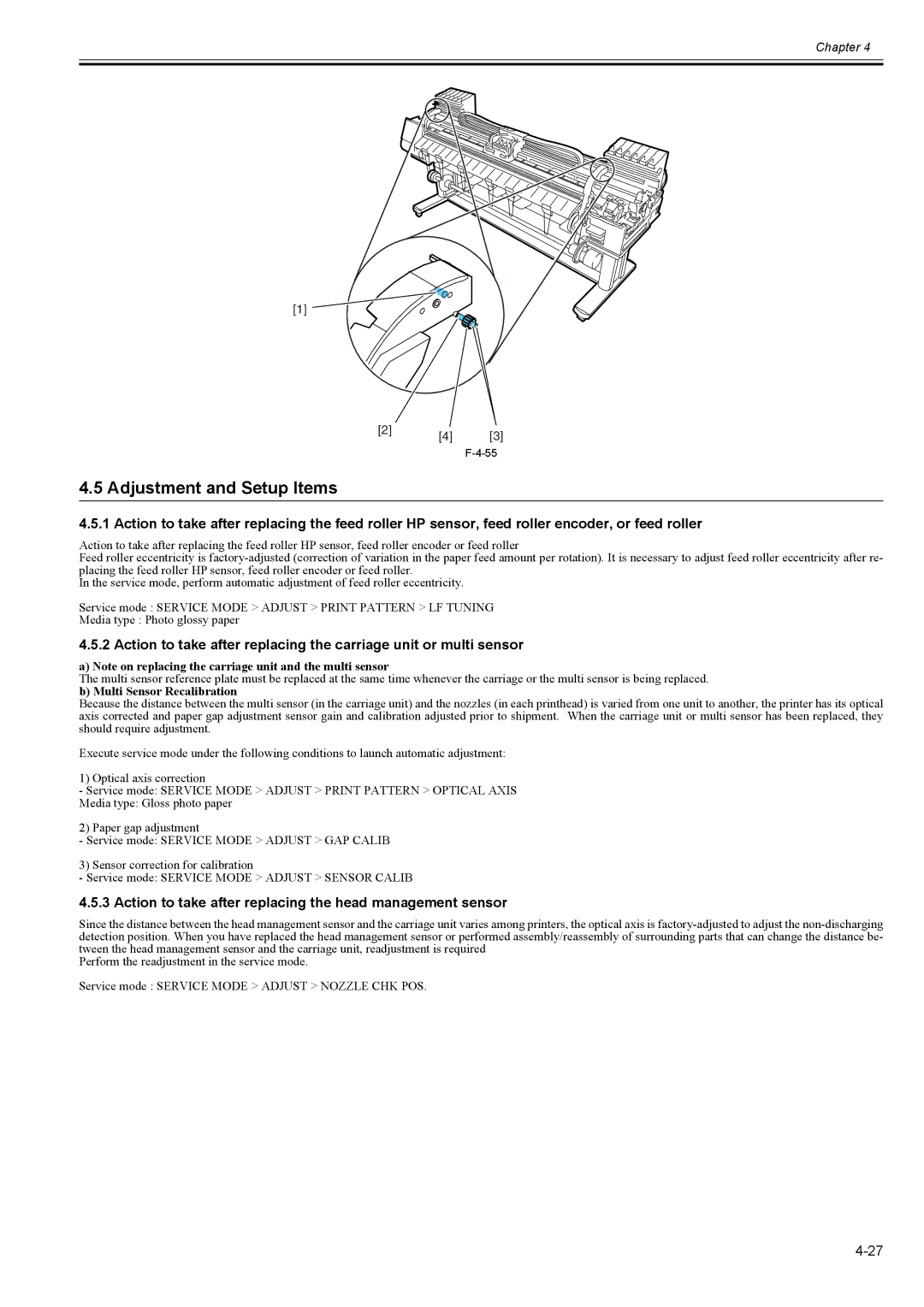 Canon 2163B002 service manual Adjustment and Setup Items, Action to take after replacing the head management sensor 