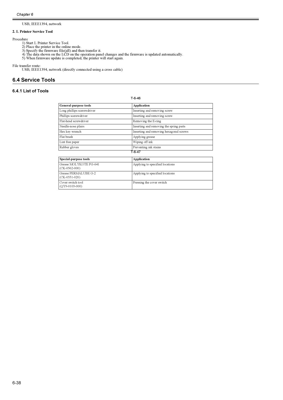 Canon 2163B002 service manual Service Tools, List of Tools, Printer Service Tool 