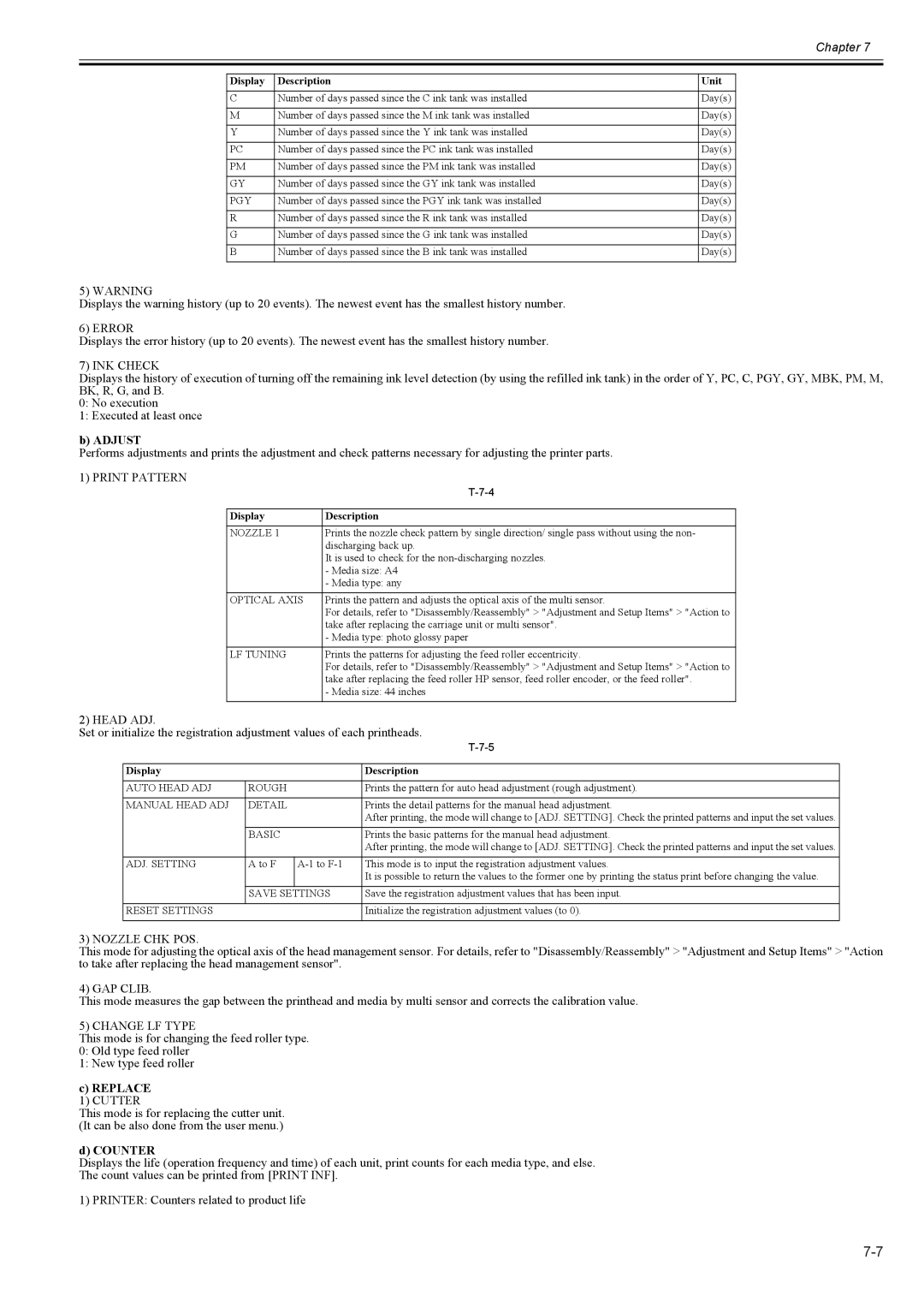 Canon 2163B002 service manual Adjust, Replace, Counter 