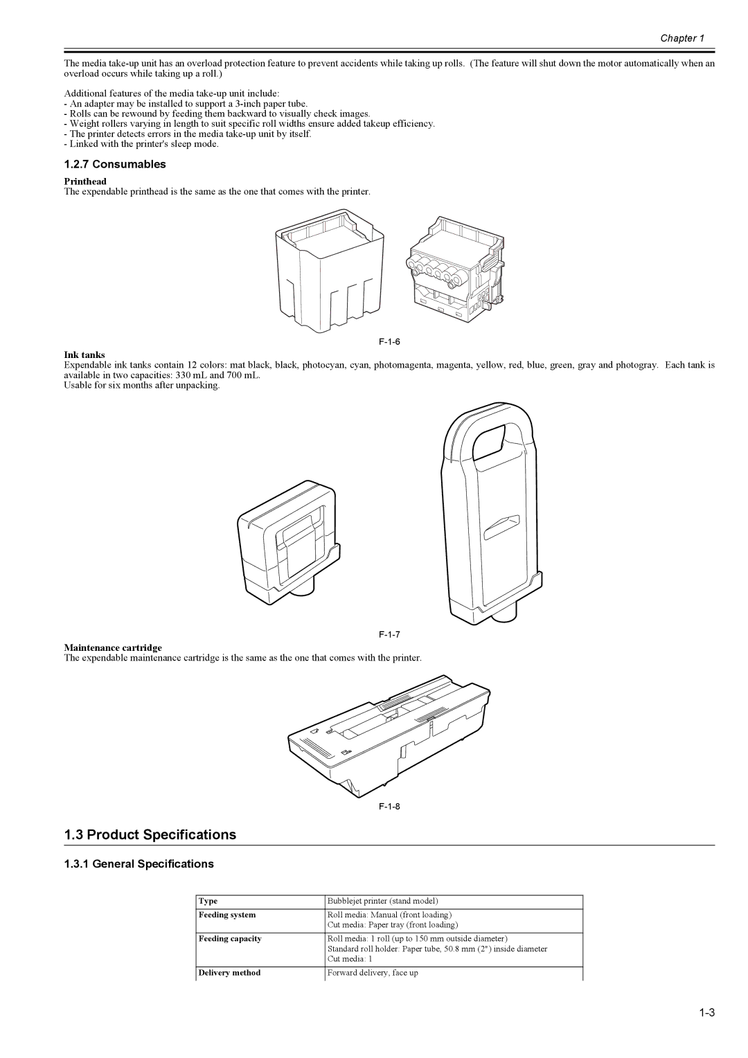 Canon 2163B002 service manual Product Specifications, Consumables, General Specifications 