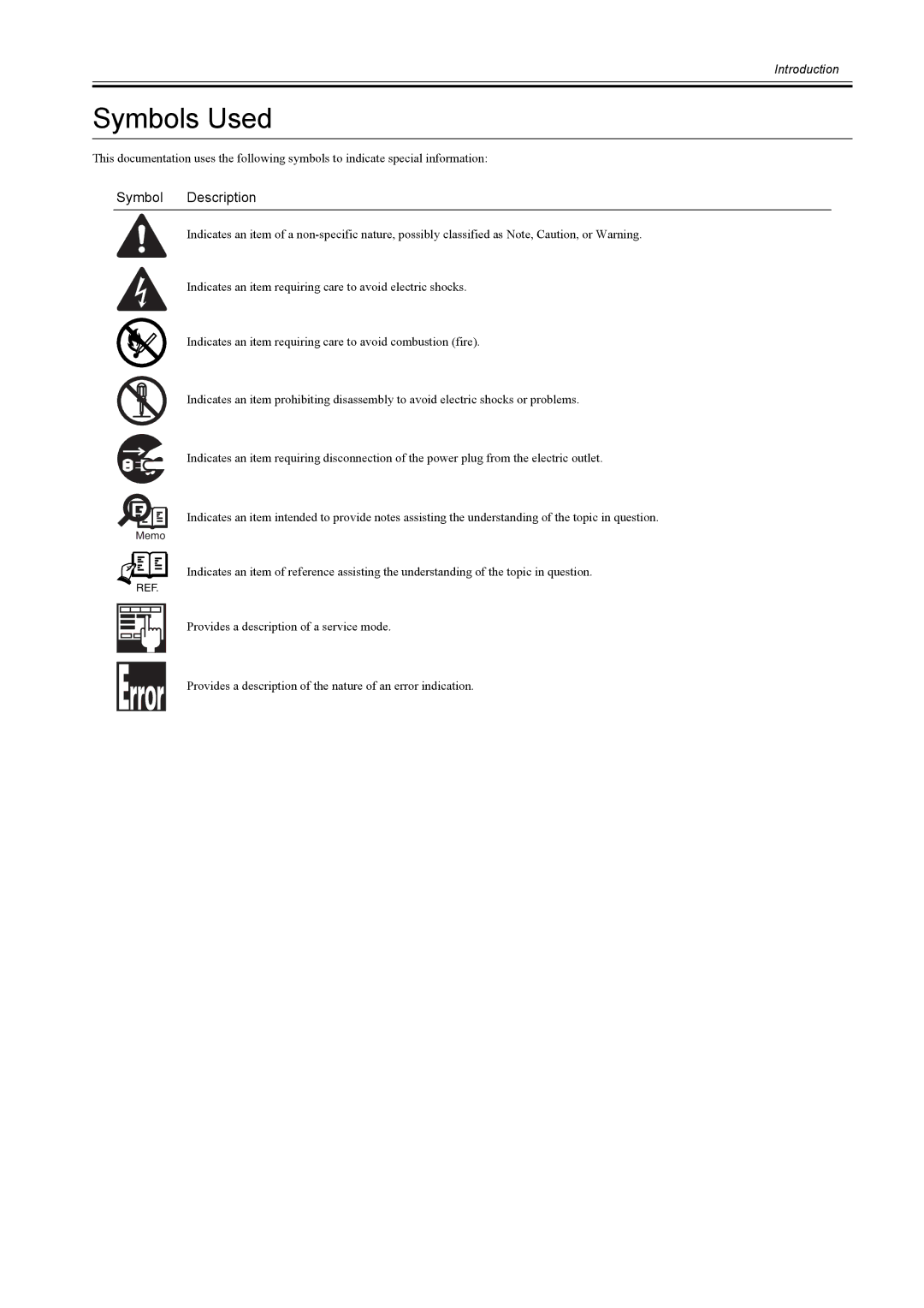 Canon 2163B002 service manual Symbols Used 