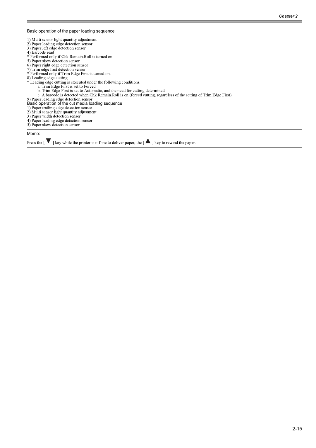 Canon 2163B002 service manual Basic operation of the paper loading sequence, Memo 