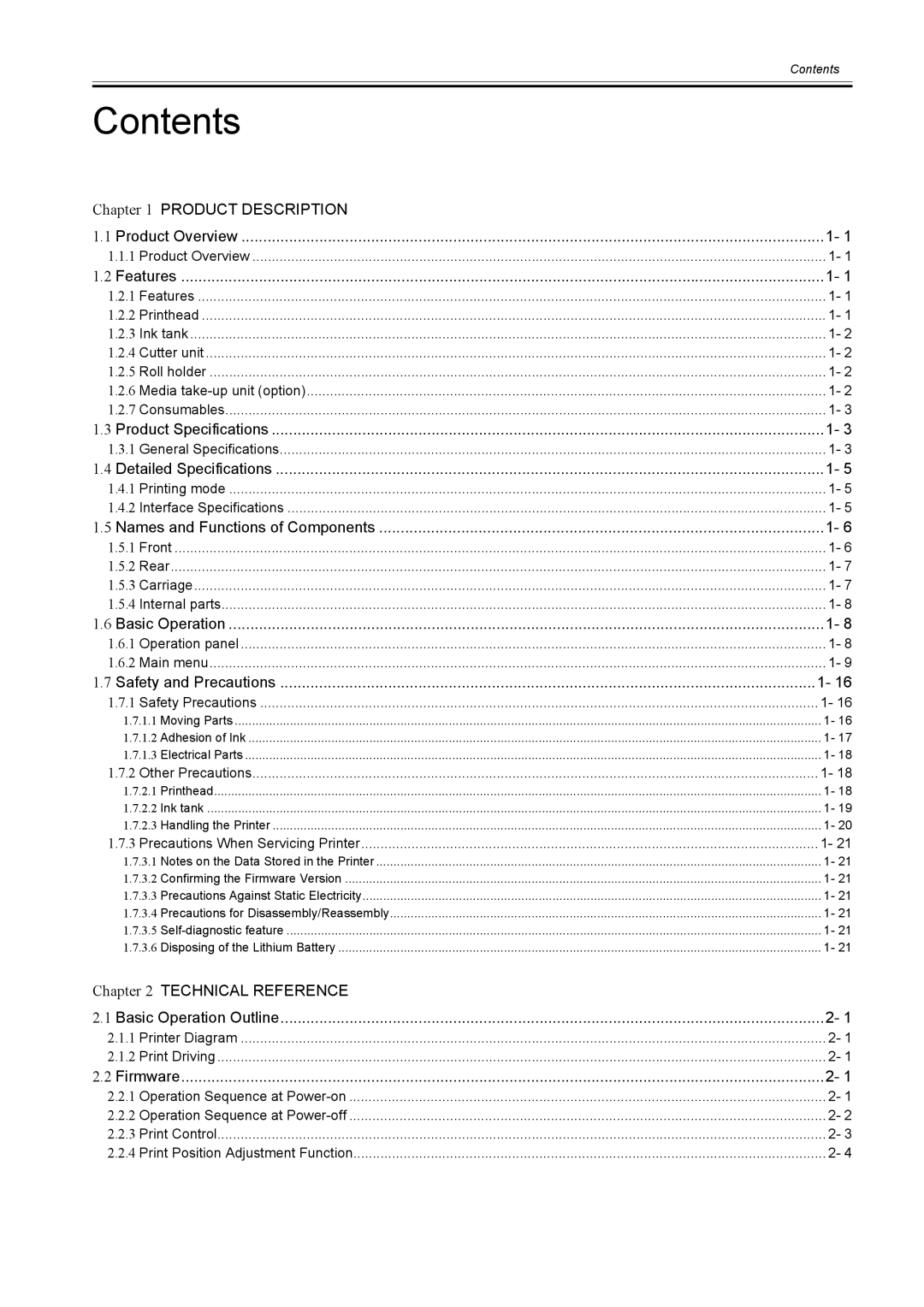 Canon 2163B002 service manual Contents 