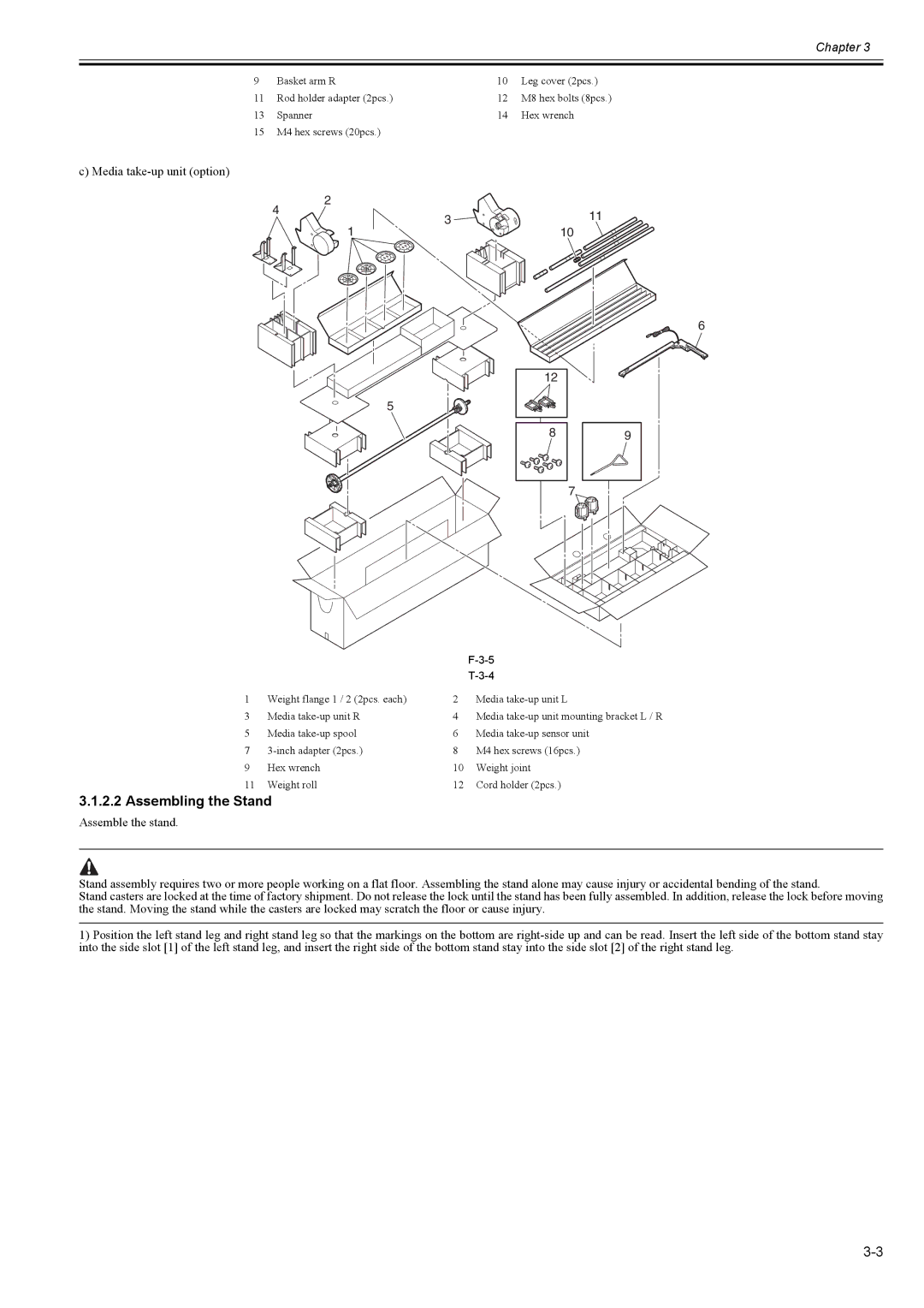 Canon 2163B002 service manual Assembling the Stand, Media take-up unit option 