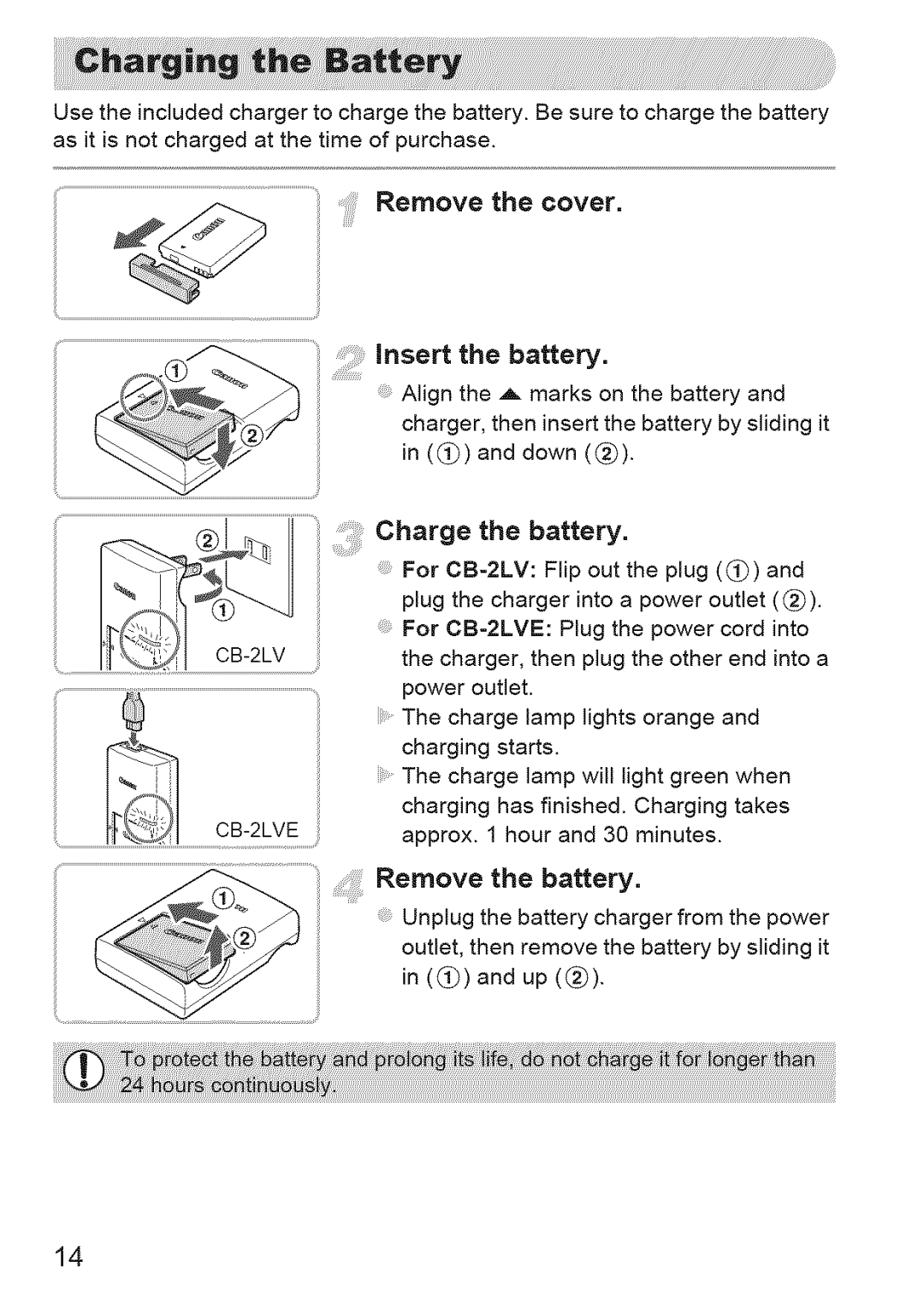 Canon 220 HS manual Chargethebattery, Removethecover, Remove the battery 