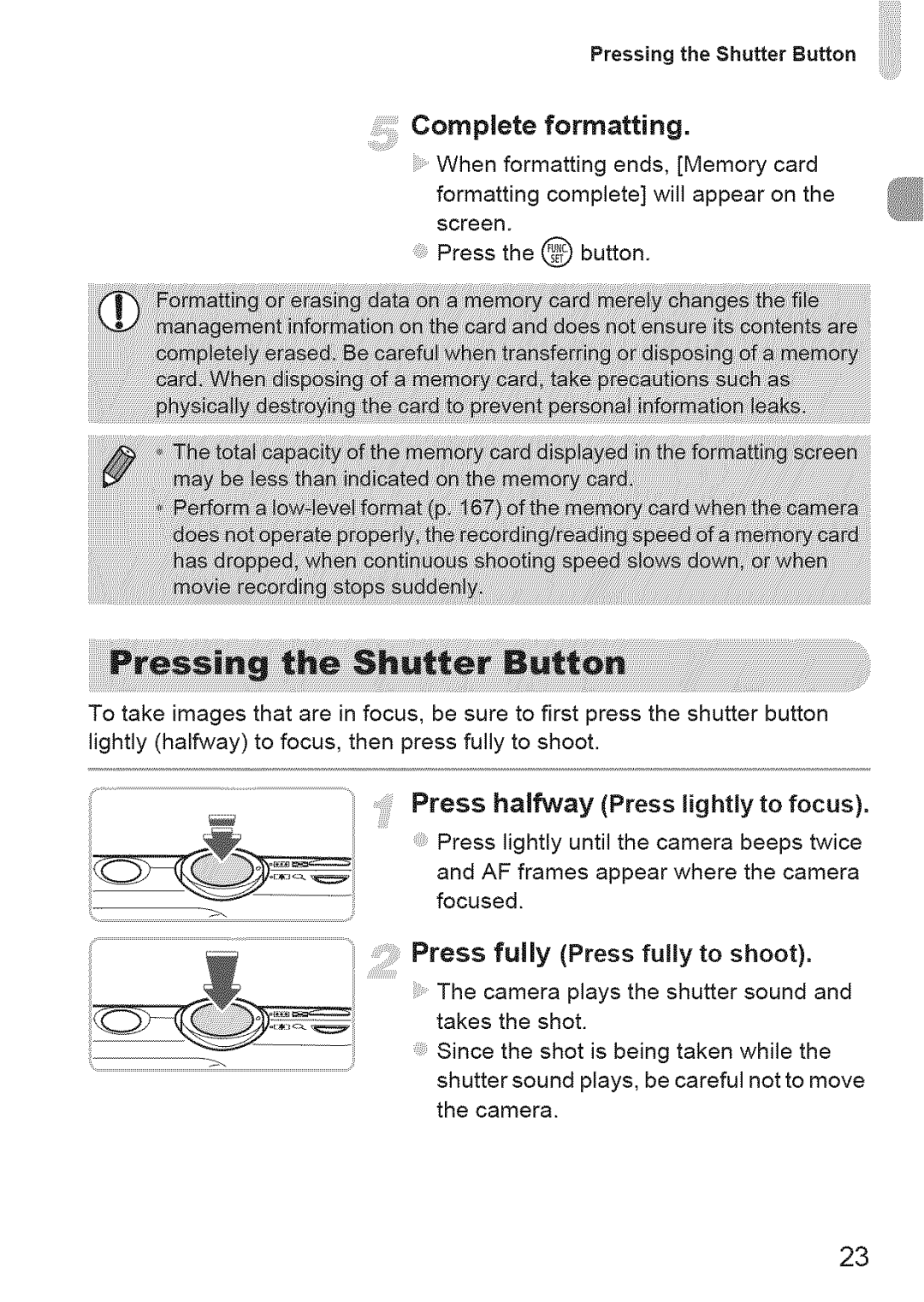 Canon 220 HS manual Completeformatting 