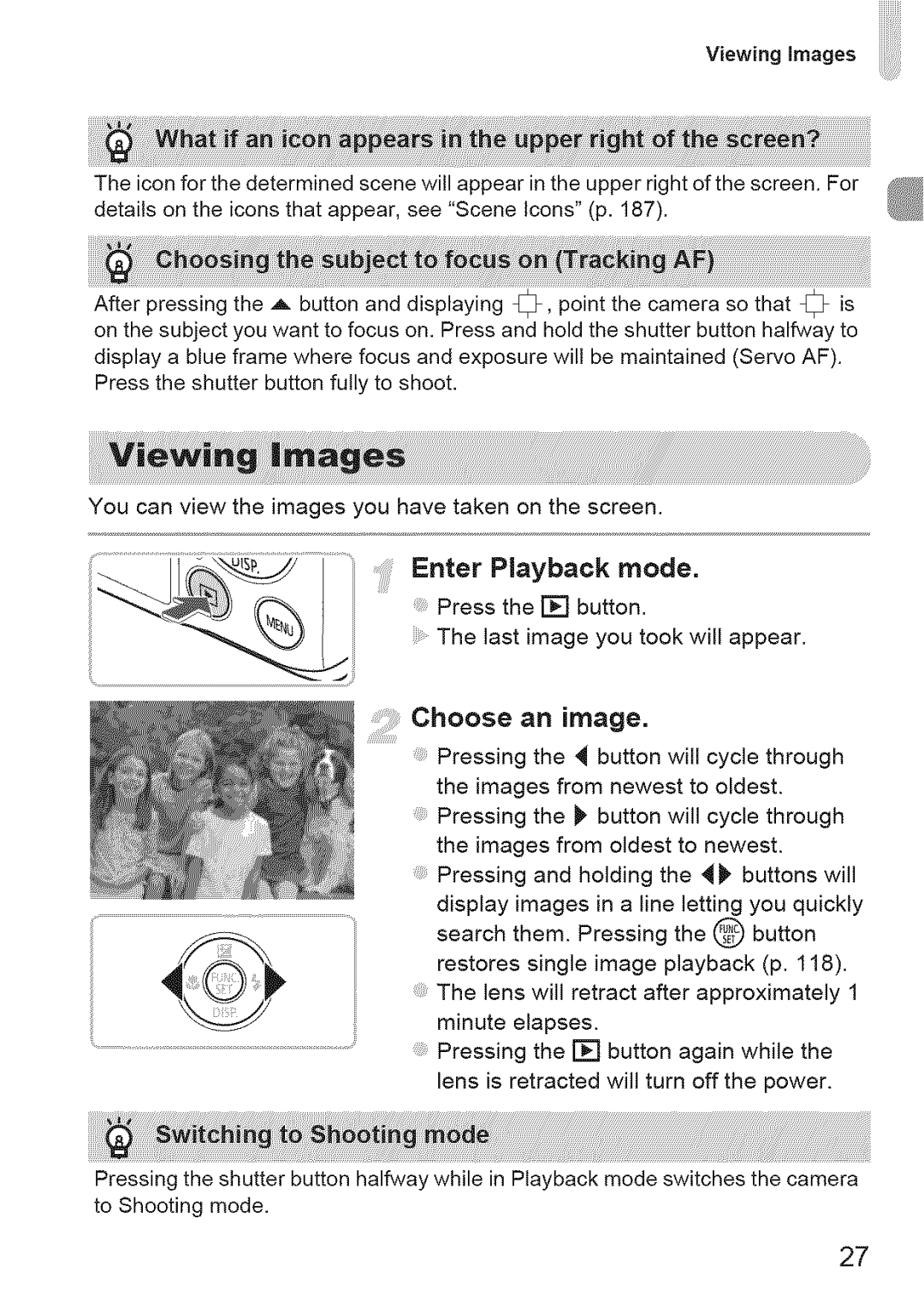 Canon 220 HS manual Chooseanimage, Enter Playback mode 