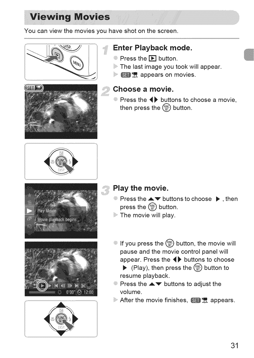 Canon 220 HS manual Playthemovie, Choose a movie 