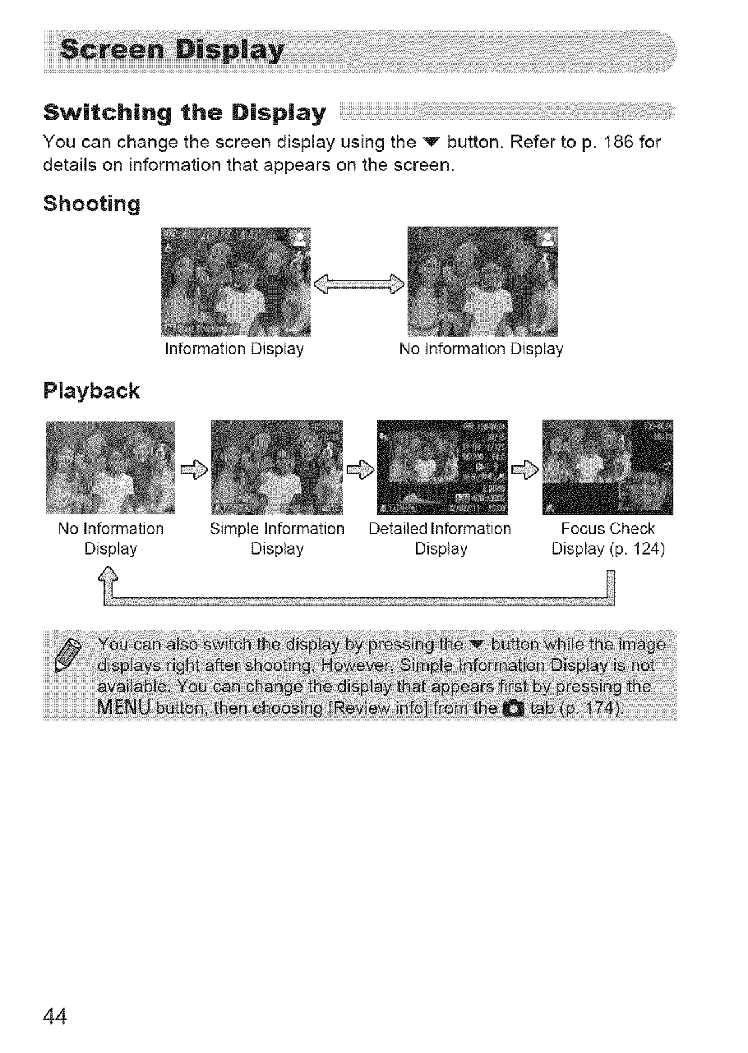 Canon 220 HS manual Shooting, Playback 