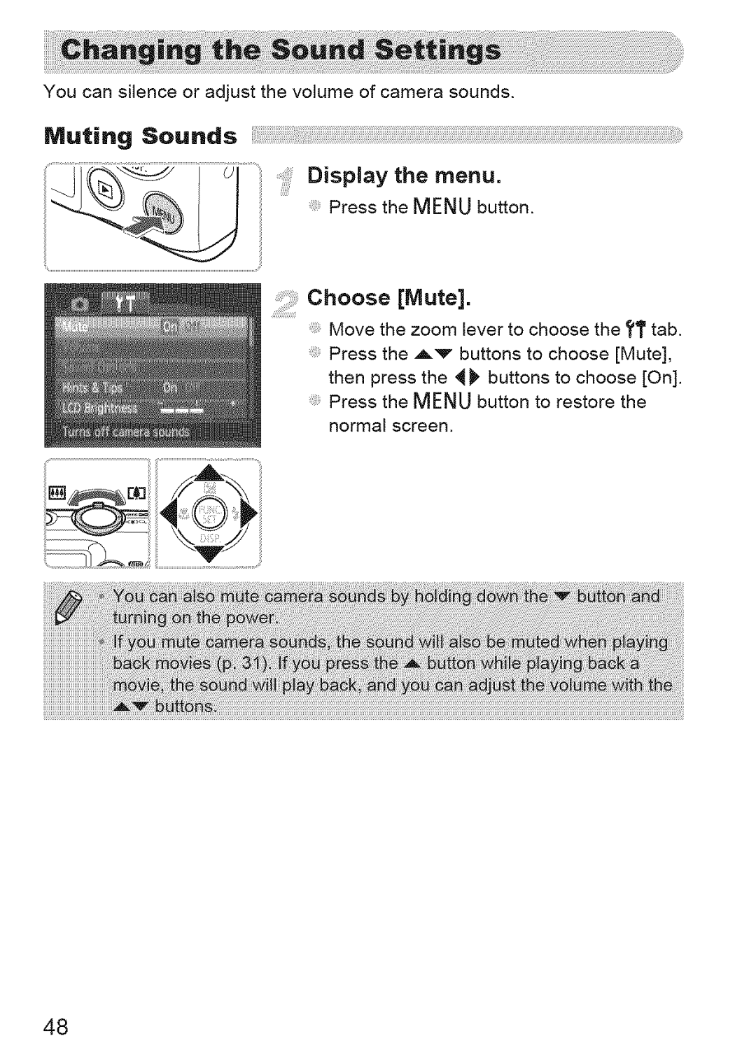 Canon 220 HS manual Choose Mute 