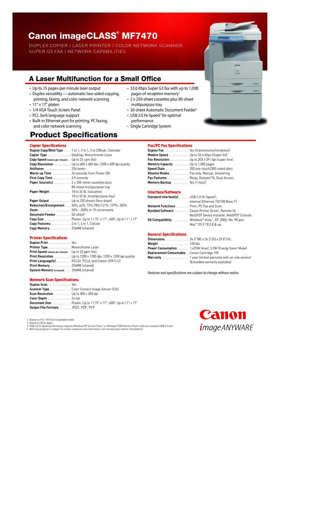 Canon 2237B007AA specifications Product Specifications 