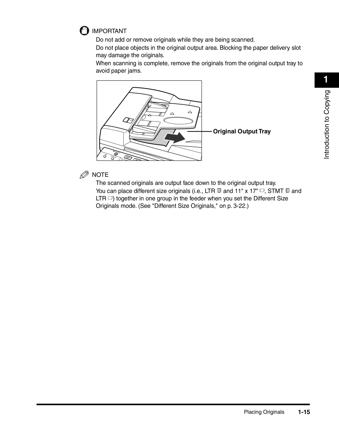 Canon 2300 manual To Copying, Original Output Tray 