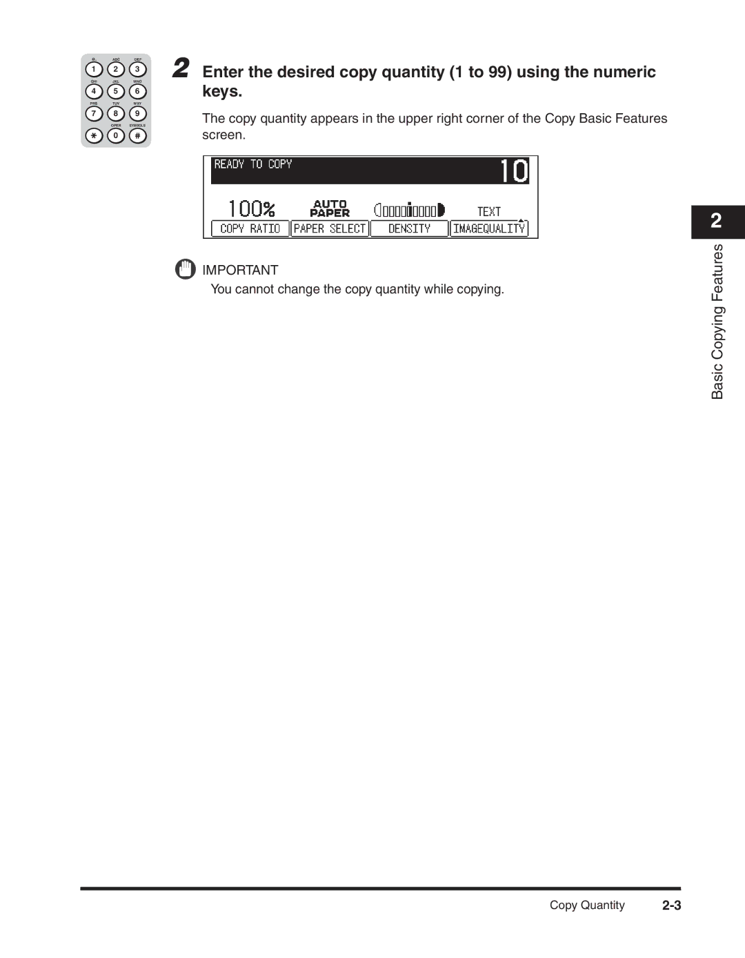 Canon 2300 manual Copy Quantity 