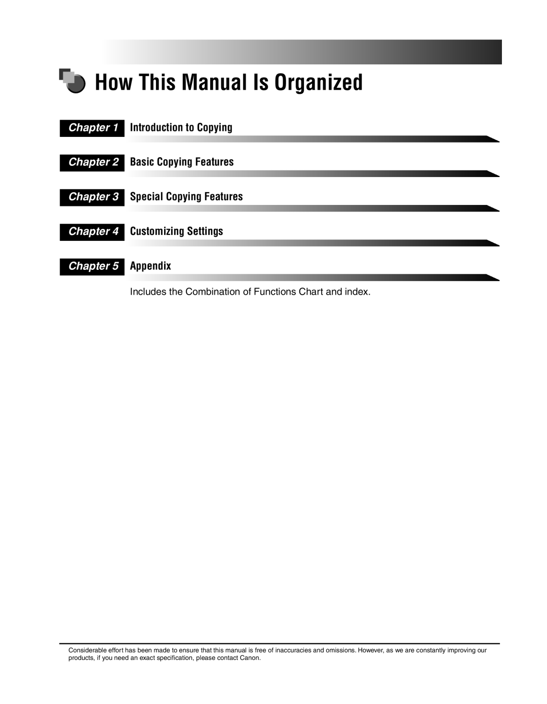 Canon 2300 manual How This Manual Is Organized, Appendix 