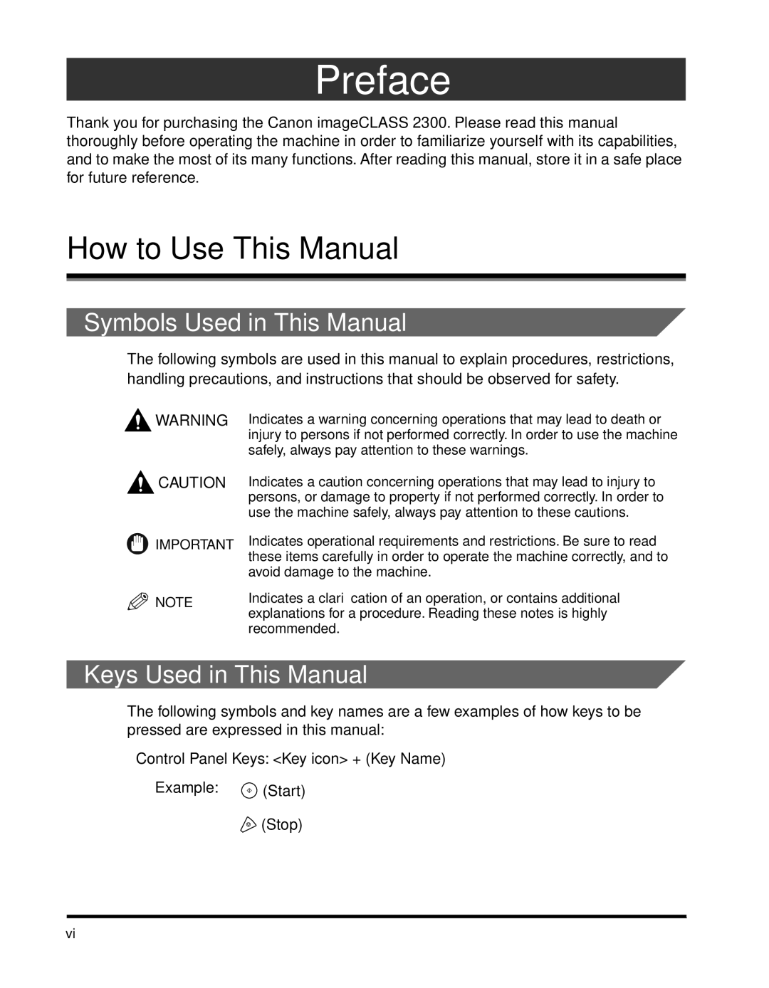 Canon 2300 manual How to Use This Manual, Symbols Used in This Manual, Keys Used in This Manual 