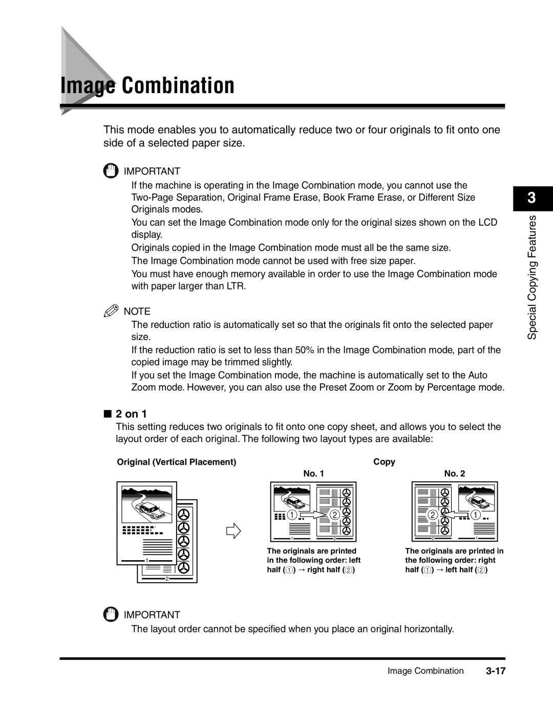 Canon 2300 manual Image Combination, Original Vertical Placement Copy 