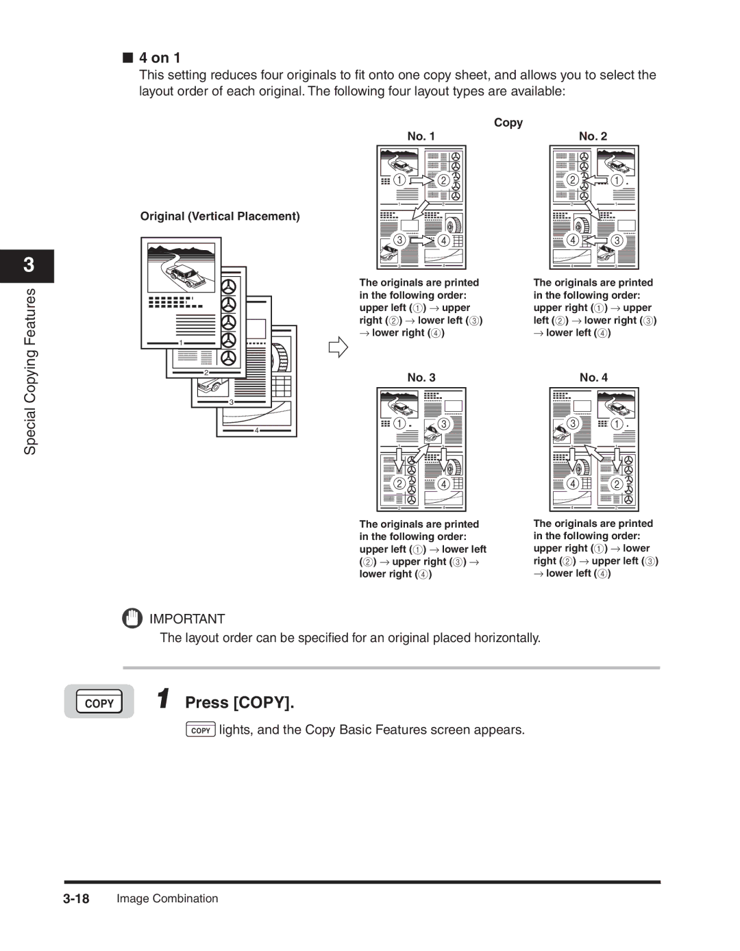 Canon 2300 manual Original Vertical Placement 