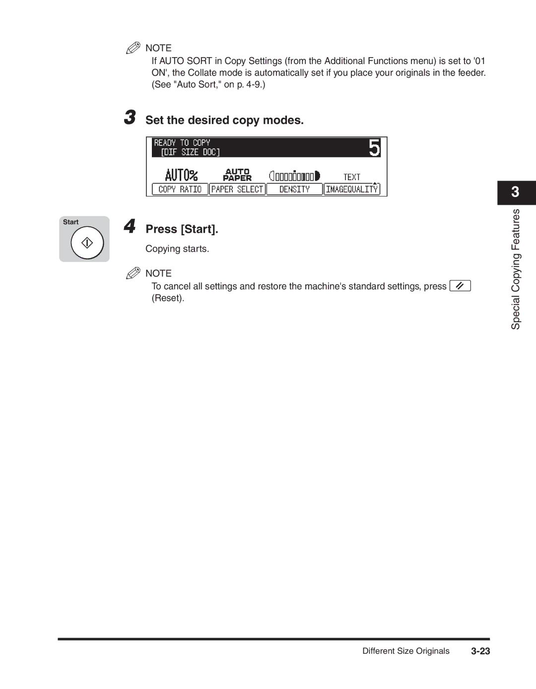 Canon 2300 manual Set the desired copy modes Press Start 