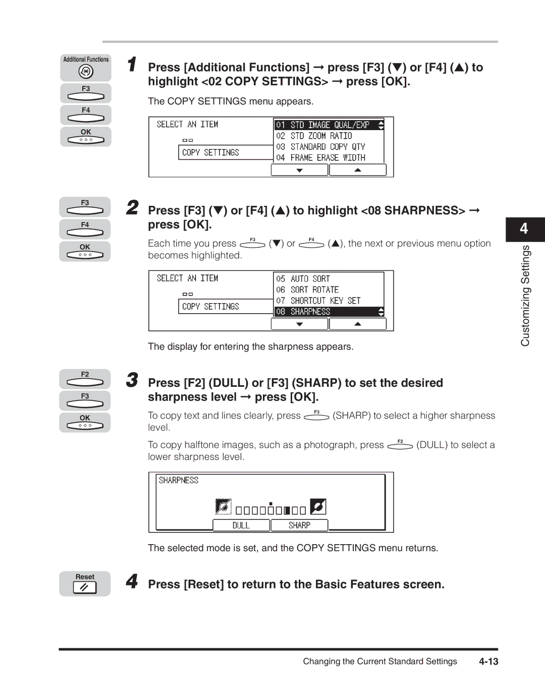 Canon 2300 manual Press F3 or F4 to highlight 08 Sharpness press OK 