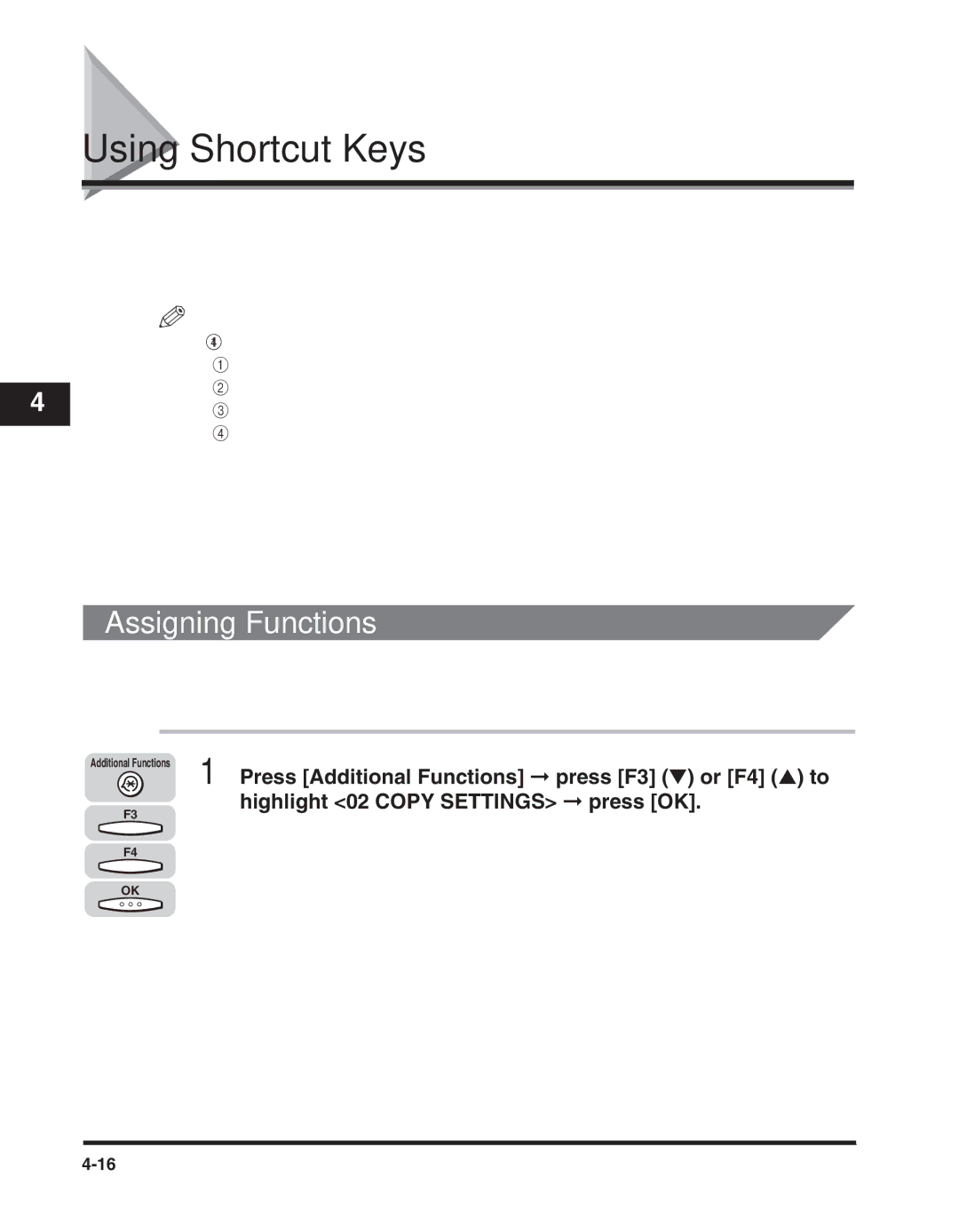 Canon 2300 manual Using Shortcut Keys, Assigning Functions 