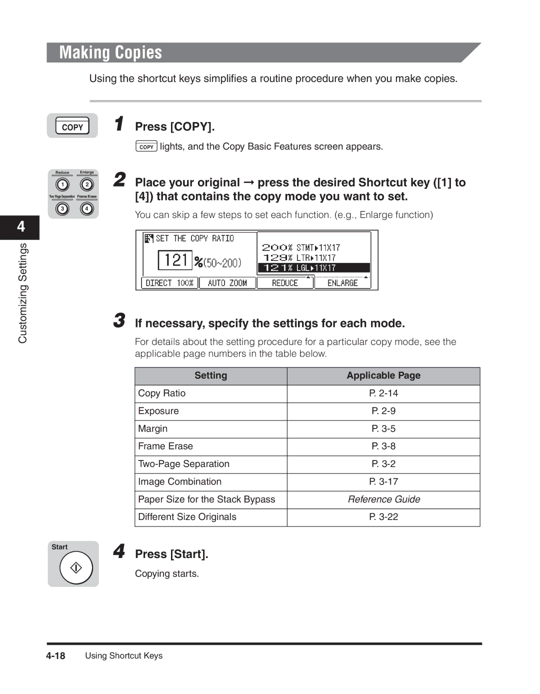 Canon 2300 Making Copies, That contains the copy mode you want to set, If necessary, specify the settings for each mode 