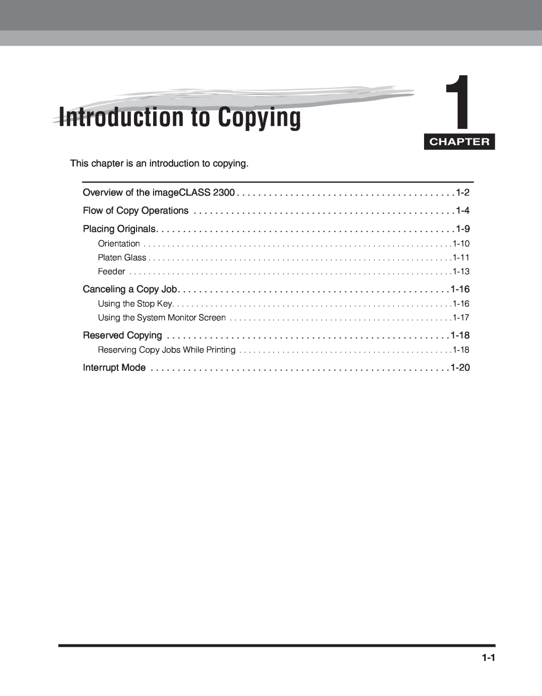 Canon 2300 manual Introduction to Copying, Chapter 