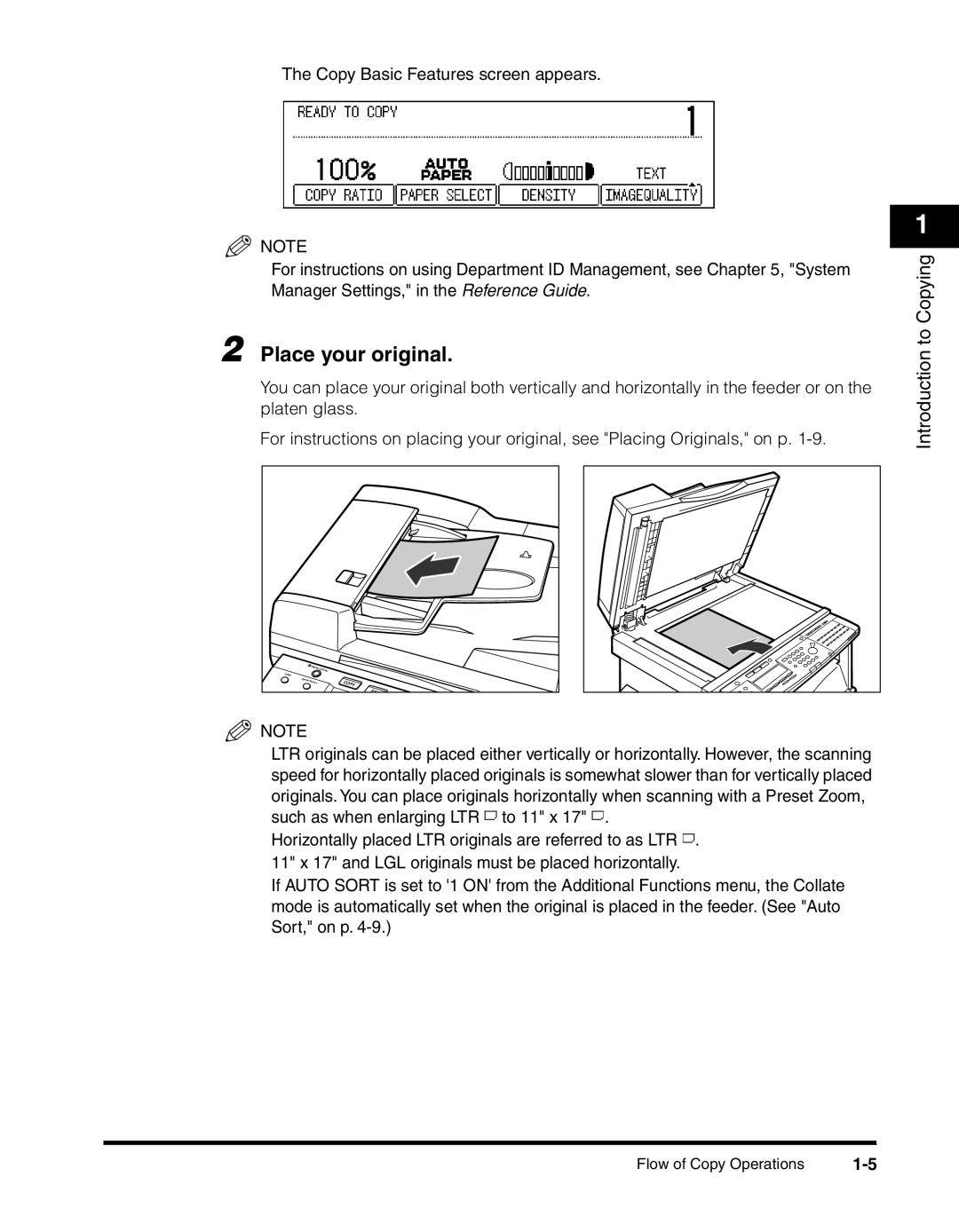 Canon 2300 manual Place your original, Introduction to Copying 