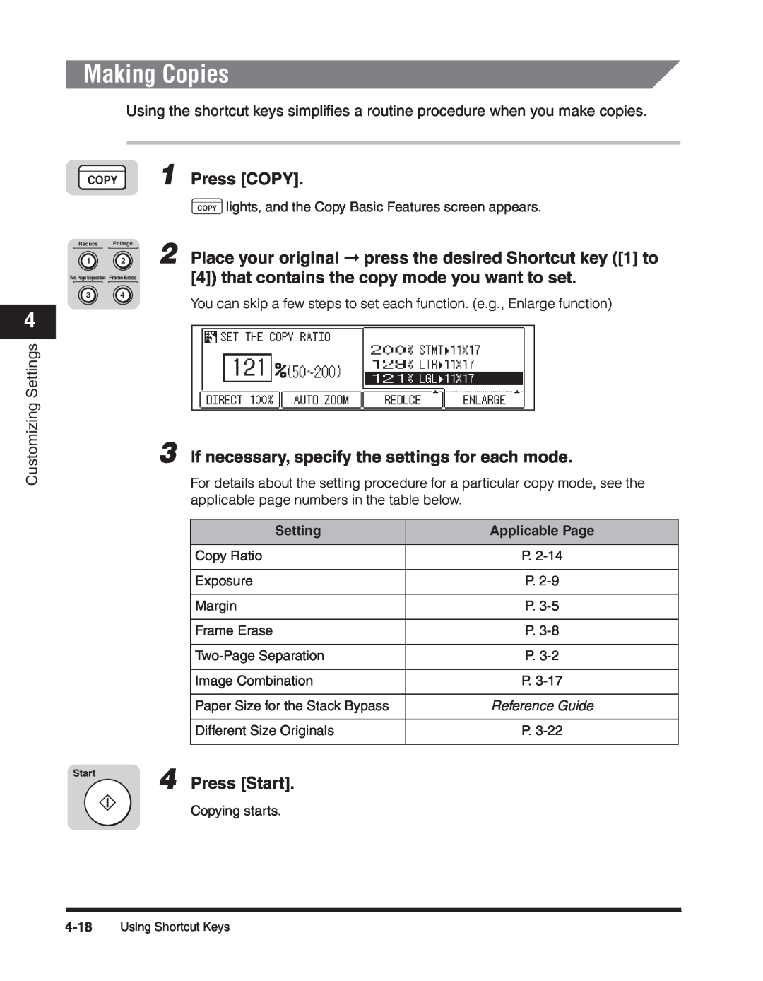 Canon 2300 Making Copies, that contains the copy mode you want to set, If necessary, specify the settings for each mode 