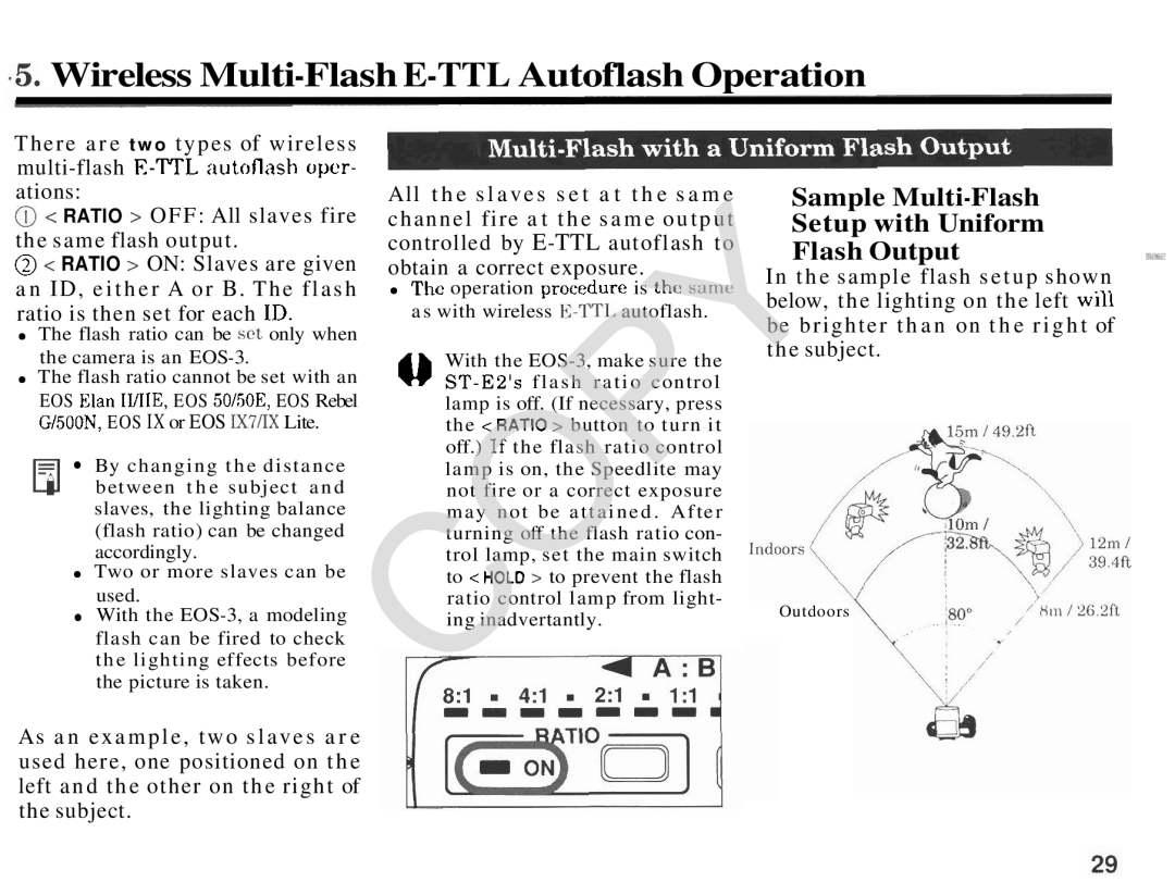 Canon 2478A002 manual Wireless Multi-Flash E-TTL Autoflash Operation, Sample Multi-Flash Setup with Uniform Flash Output 