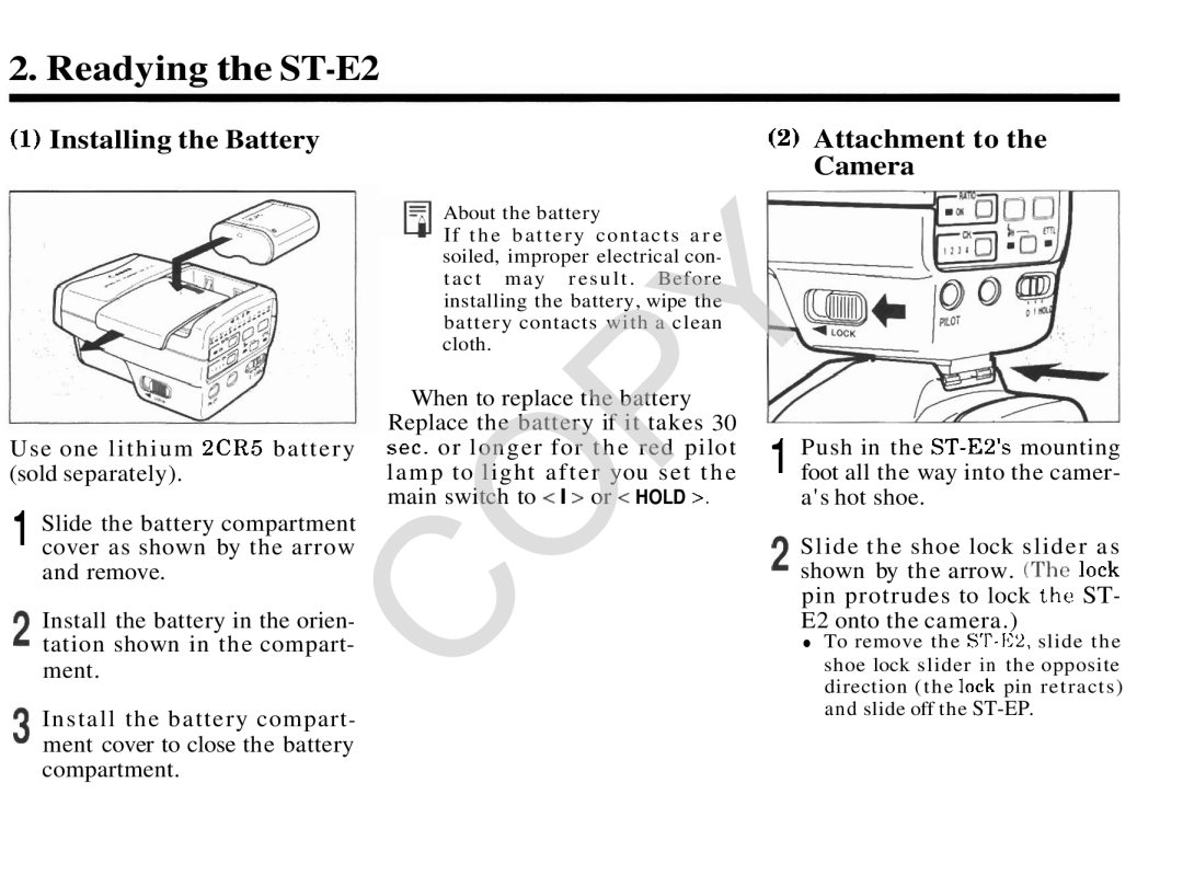 Canon 2478A002 manual Installing the Battery, Attachment to the Camera 