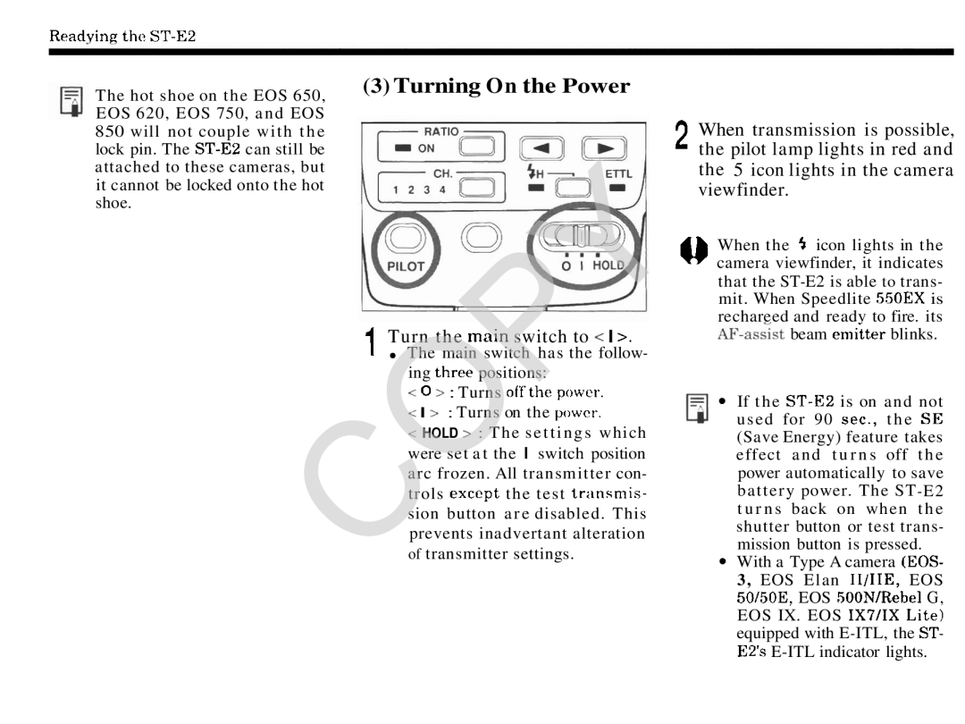 Canon 2478A002 manual Turning On the Power 