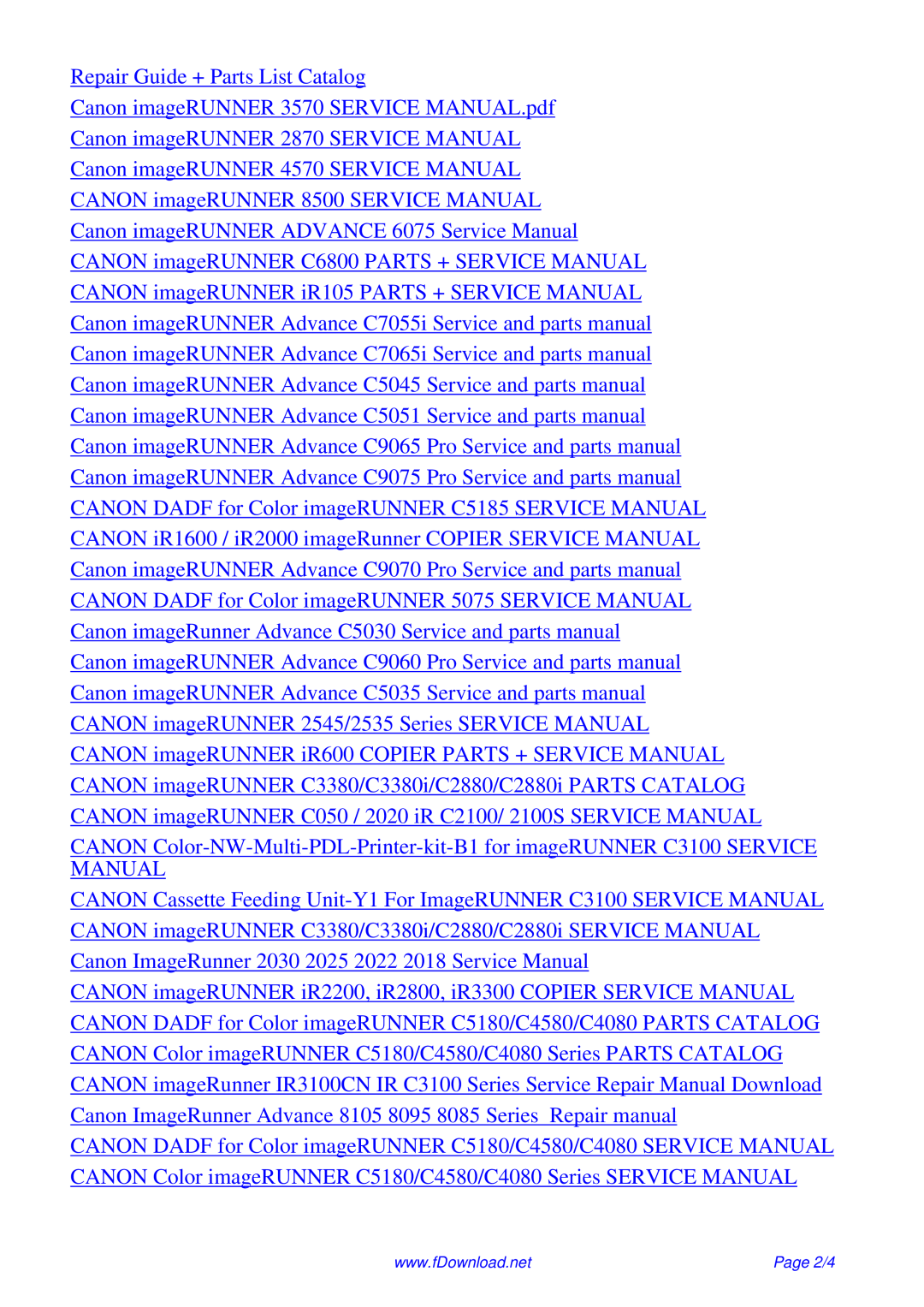 Canon 2530I, 2525I, 2520I service manual Repair Guide + Parts List Catalog 