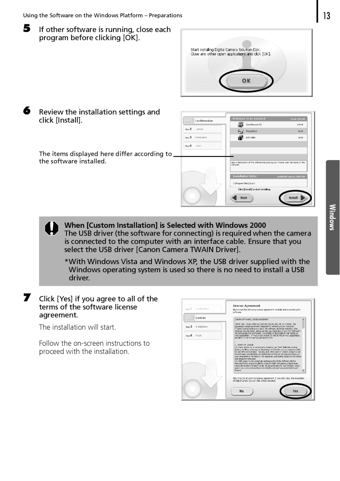 Canon 30 manual When Custom Installation is Selected with Windows 