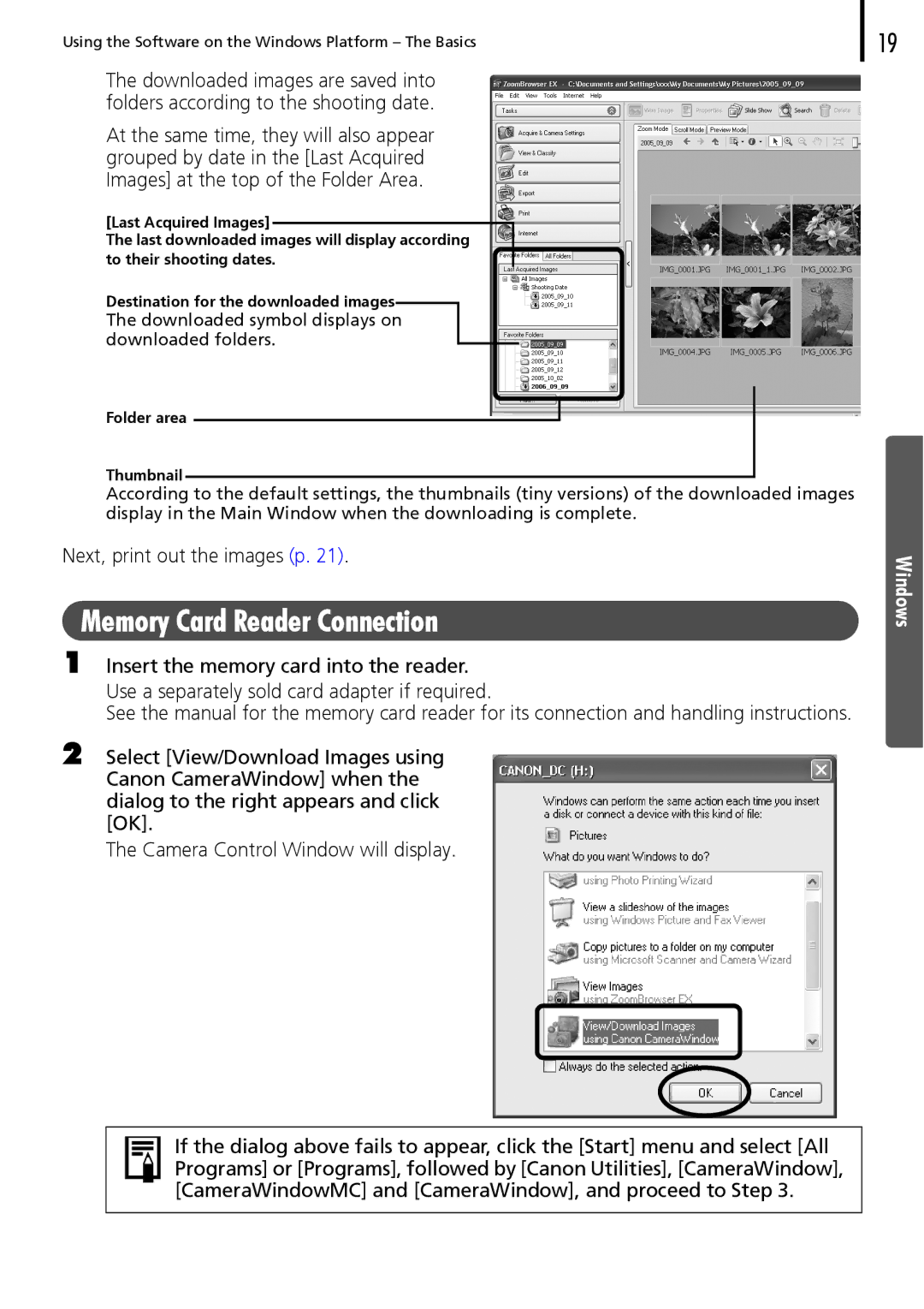 Canon 30 manual Memory Card Reader Connection 