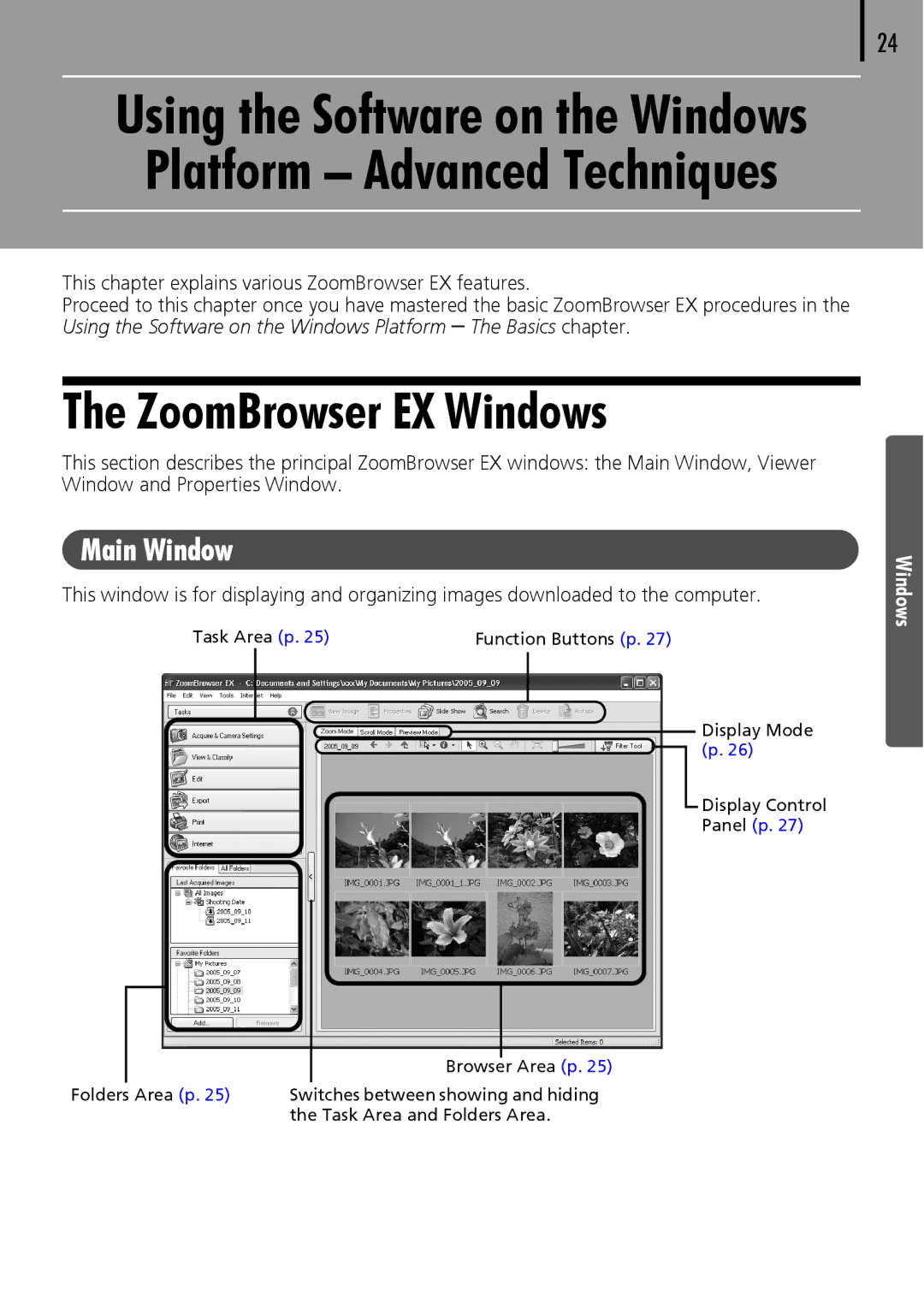 Canon 30 manual ZoomBrowser EX Windows, Main Window 