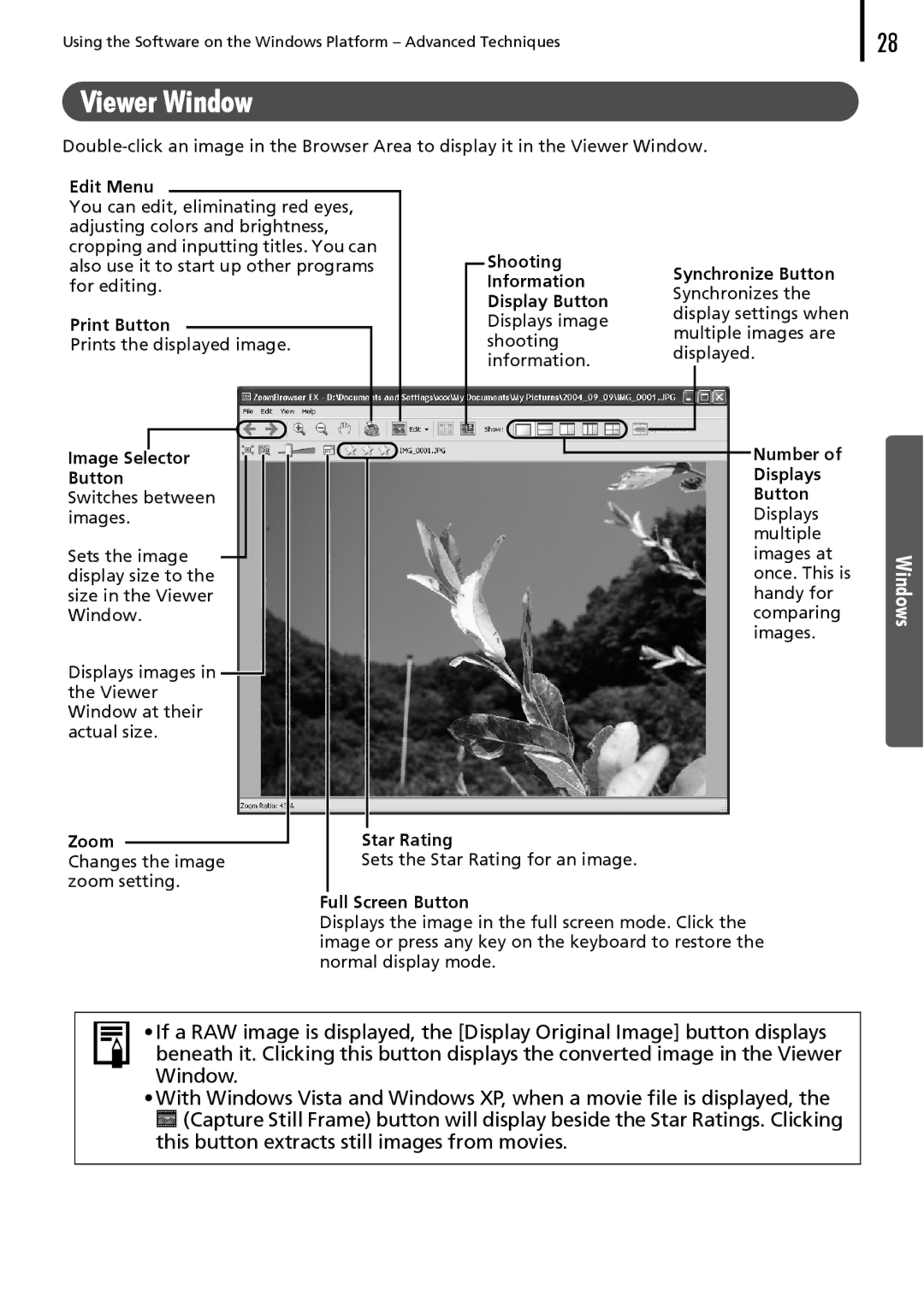 Canon 30 manual Viewer Window, Edit Menu 