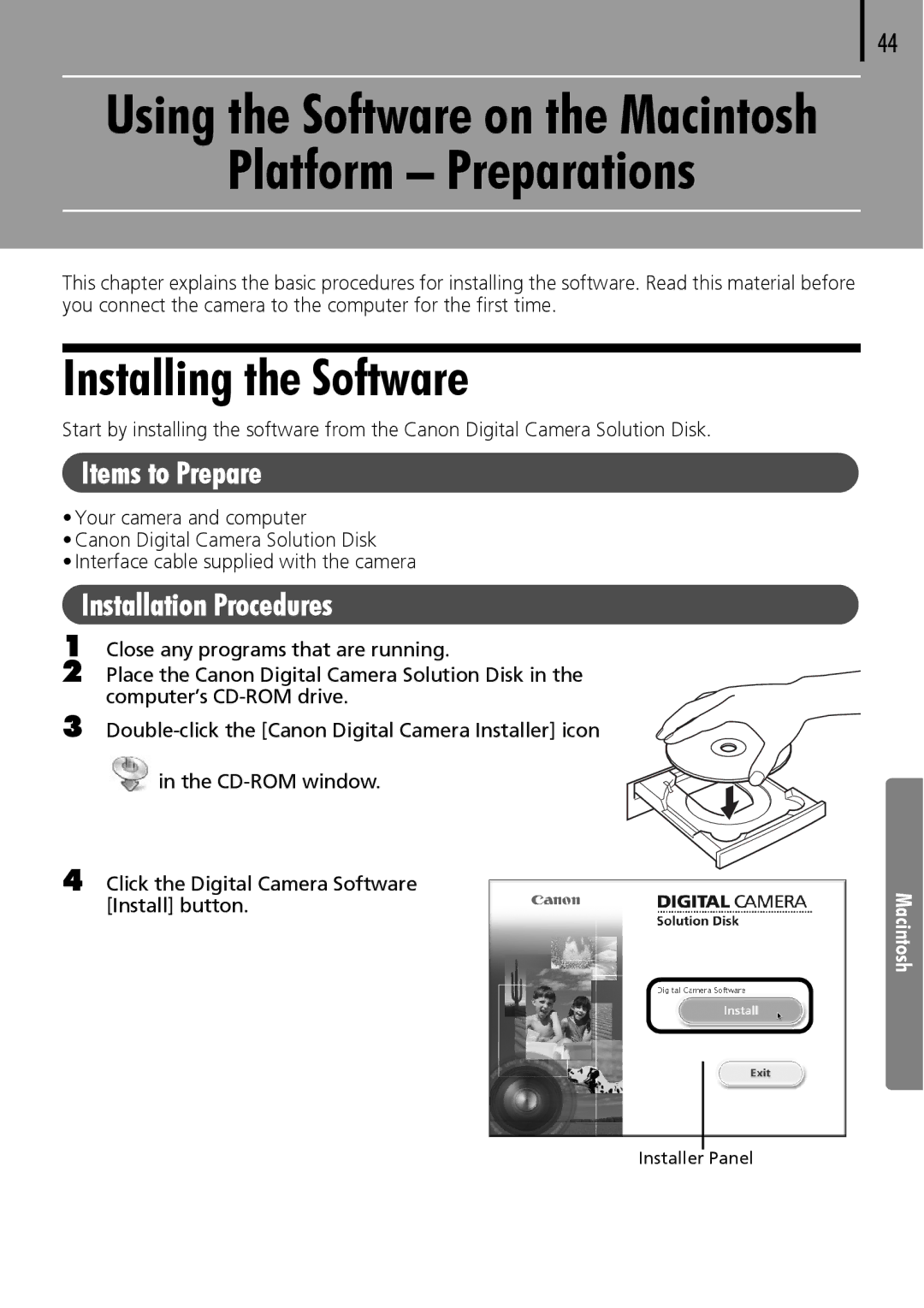 Canon 30 manual Installing the Software, Items to Prepare 