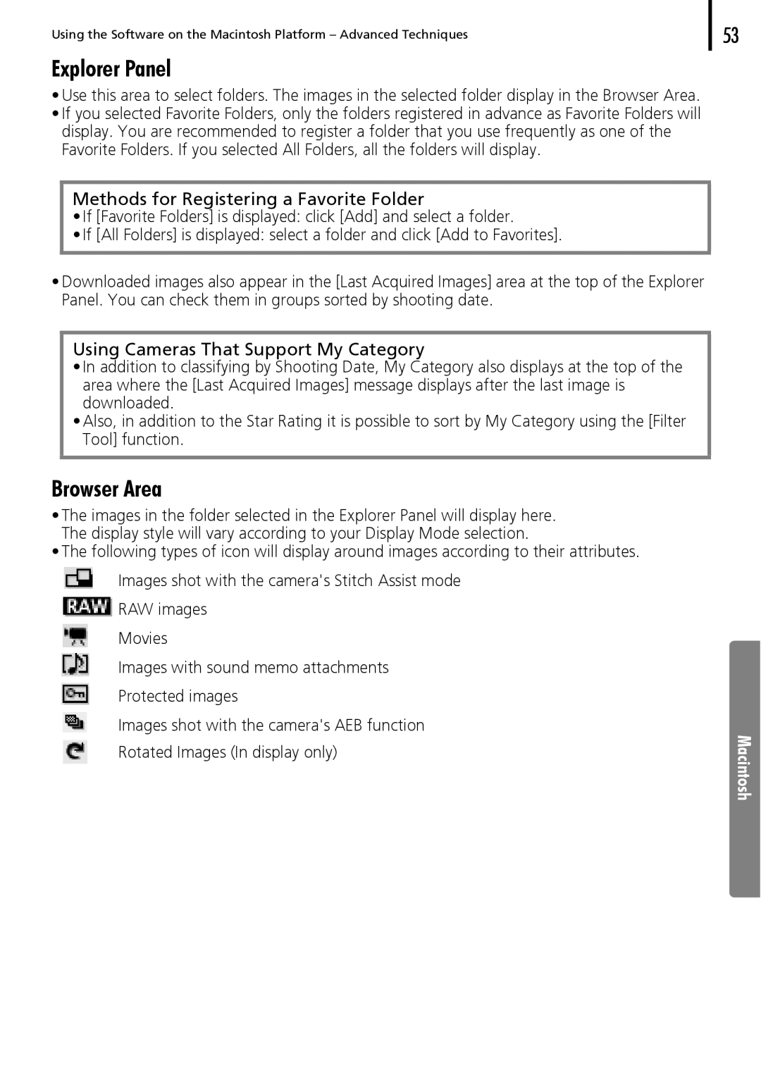 Canon 30 manual Explorer Panel, Browser Area 